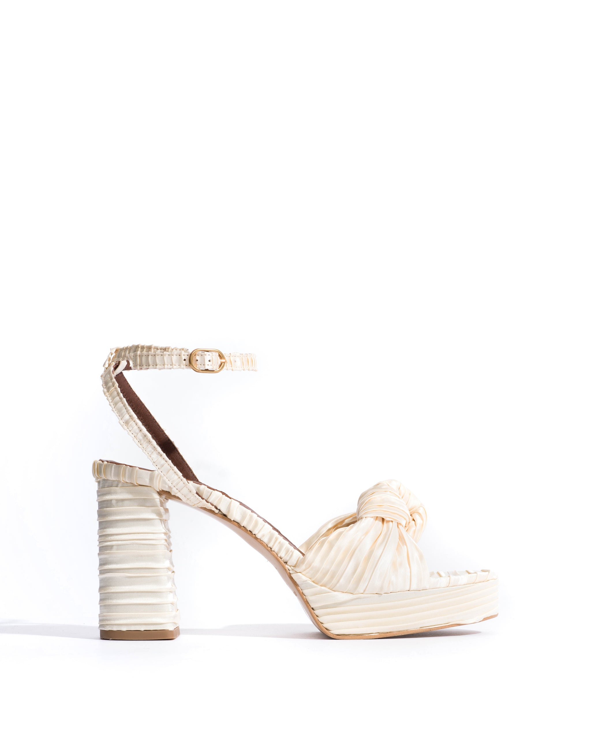 Aliza 85 platform Pleated satin Creamy white - Anonymous Copenhagen Heels