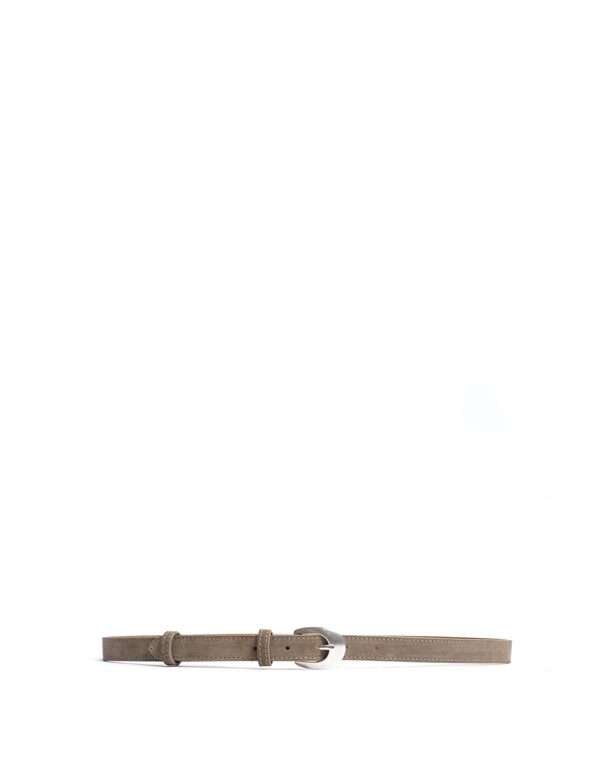 Aris unisex leather belt Calf suede Mushroom & silver buckle - Anonymous Copenhagen