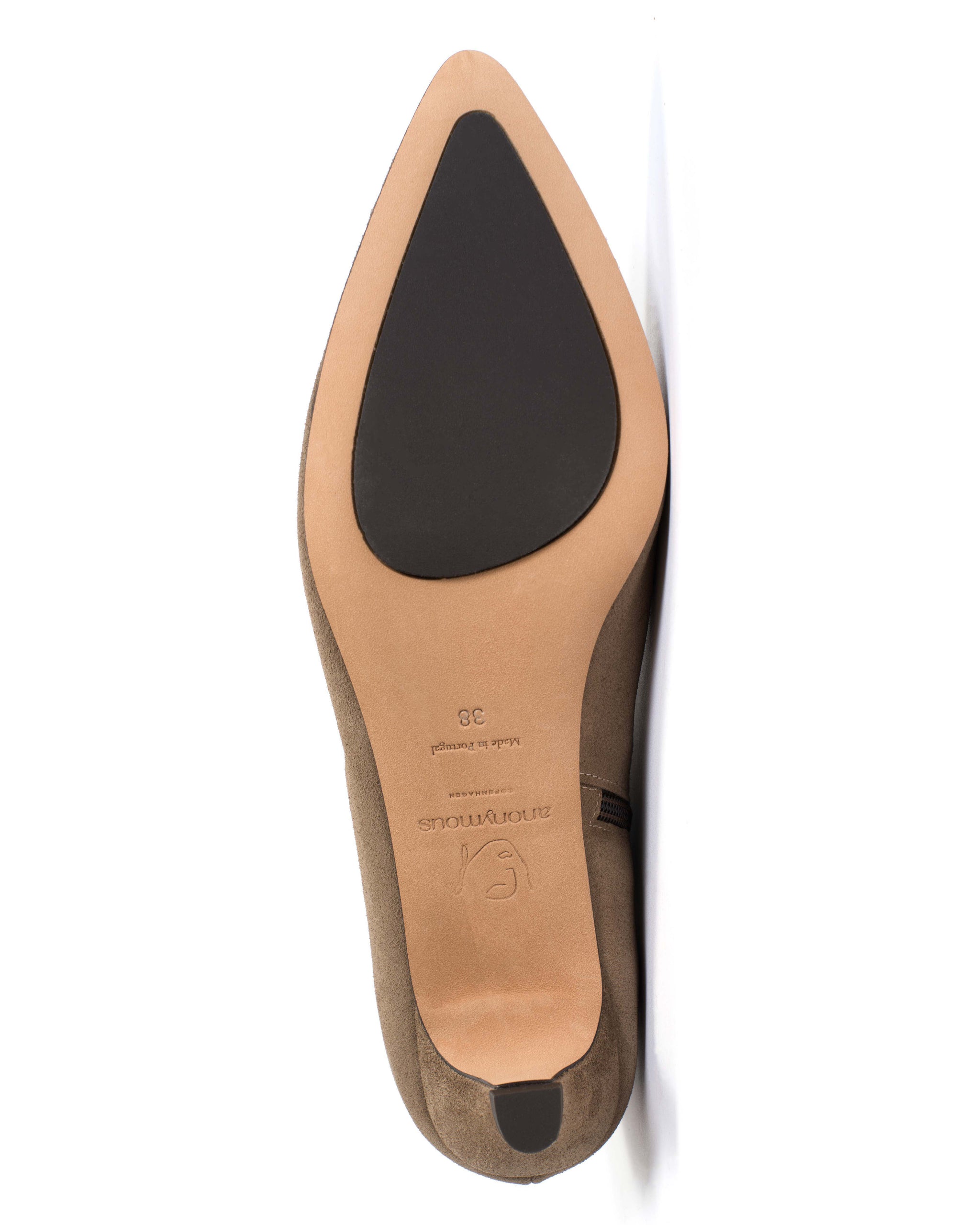 Avy 40 stiletto Calf suede Mushroom - Anonymous Copenhagen