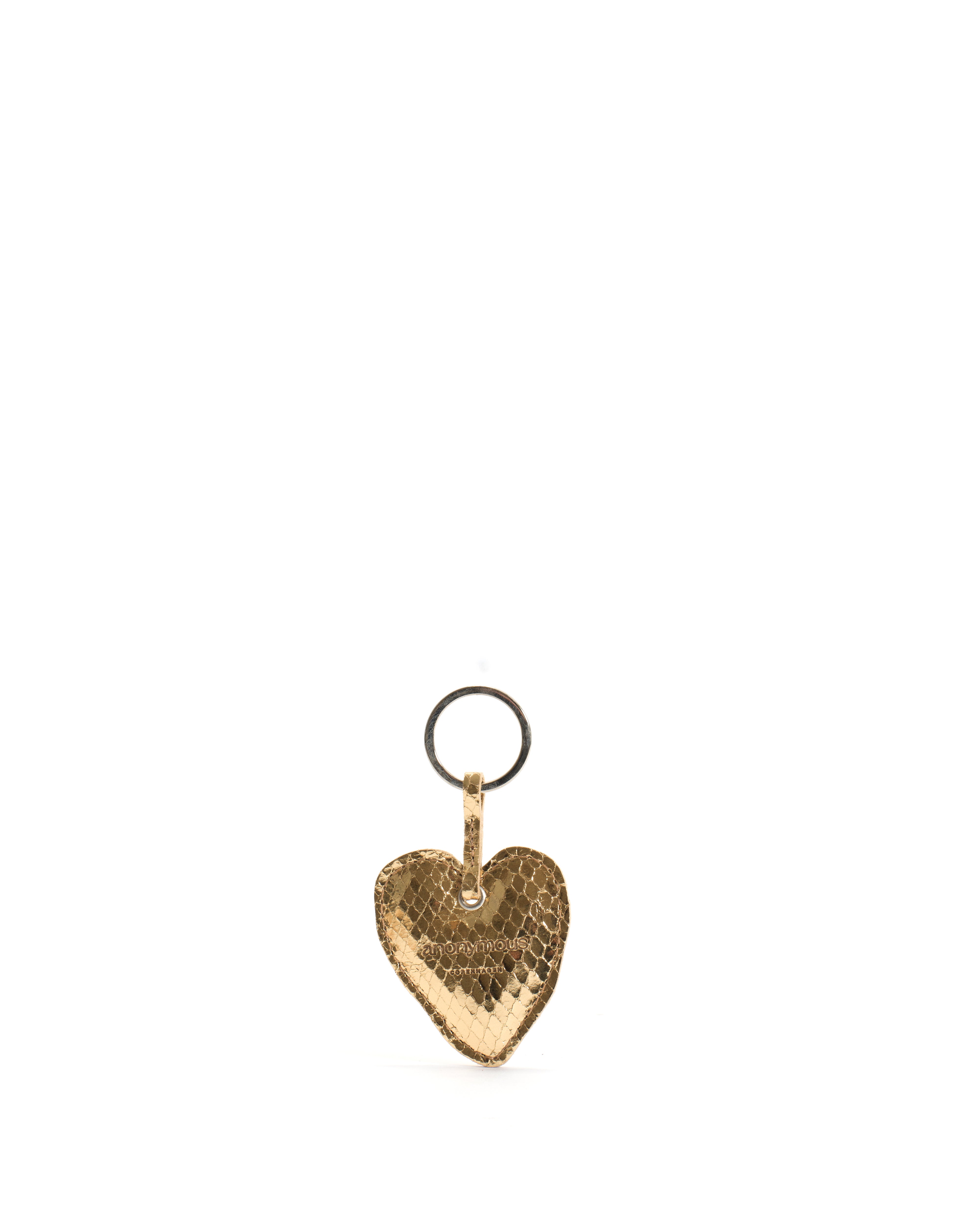 Heart keyring Snake metallic calf Gold