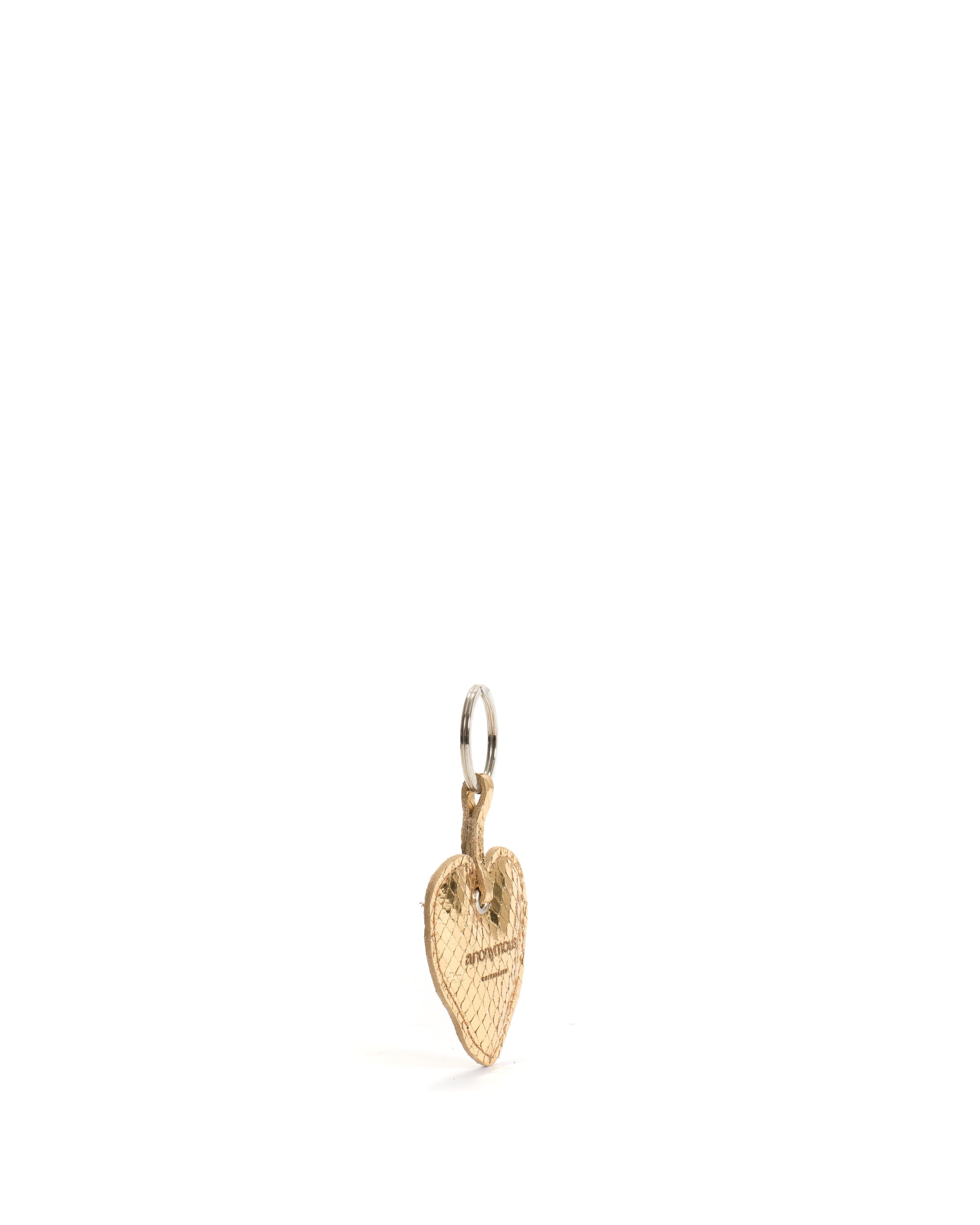 Heart keyring Snake metallic calf Gold