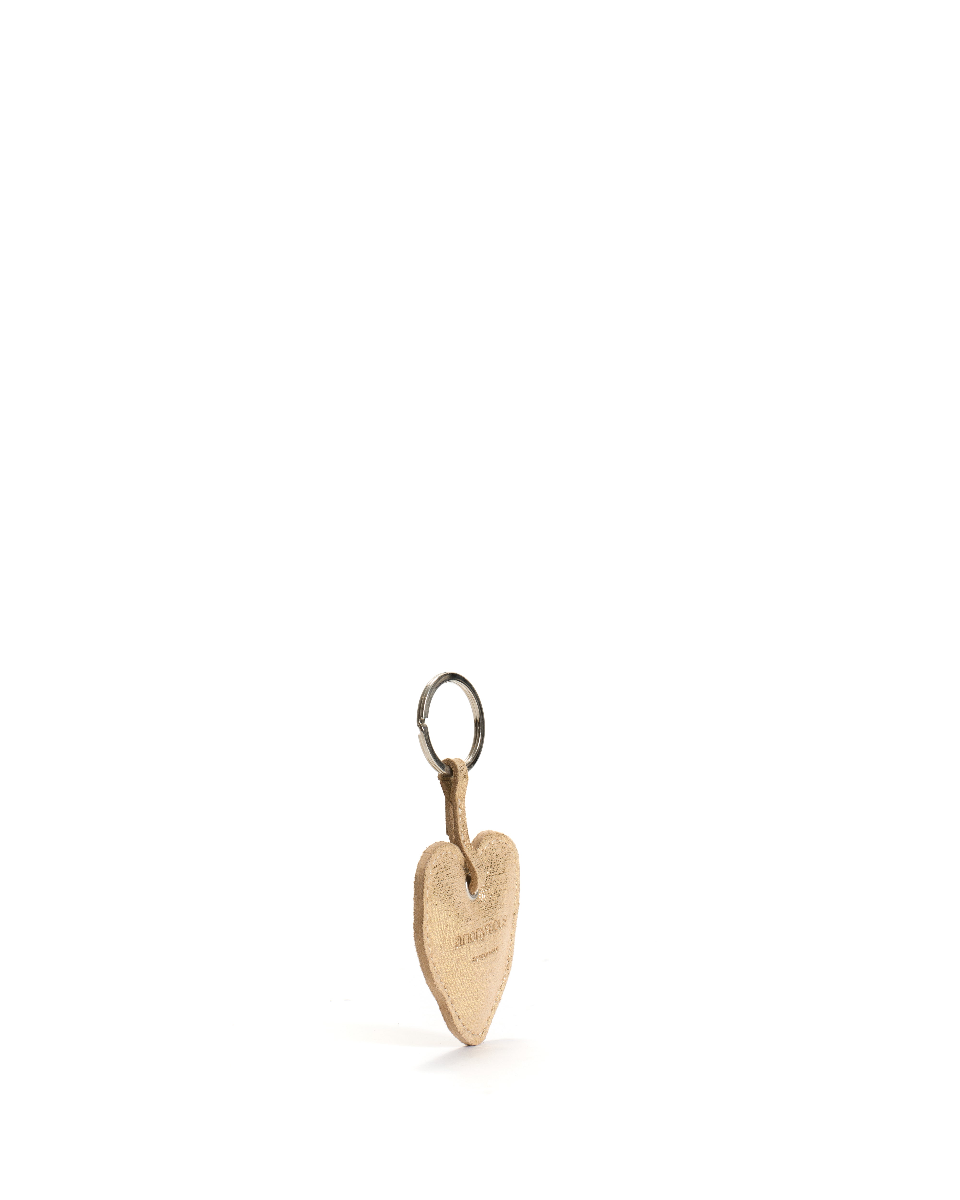 Heart keyring Linen metallic goat Gold