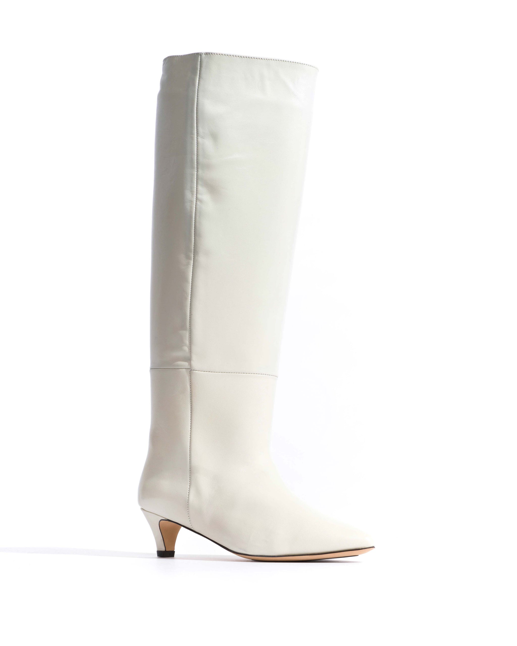 Cecilia 40 stiletto Crinkled soft calf White sand - Anonymous Copenhagen High shaft boots