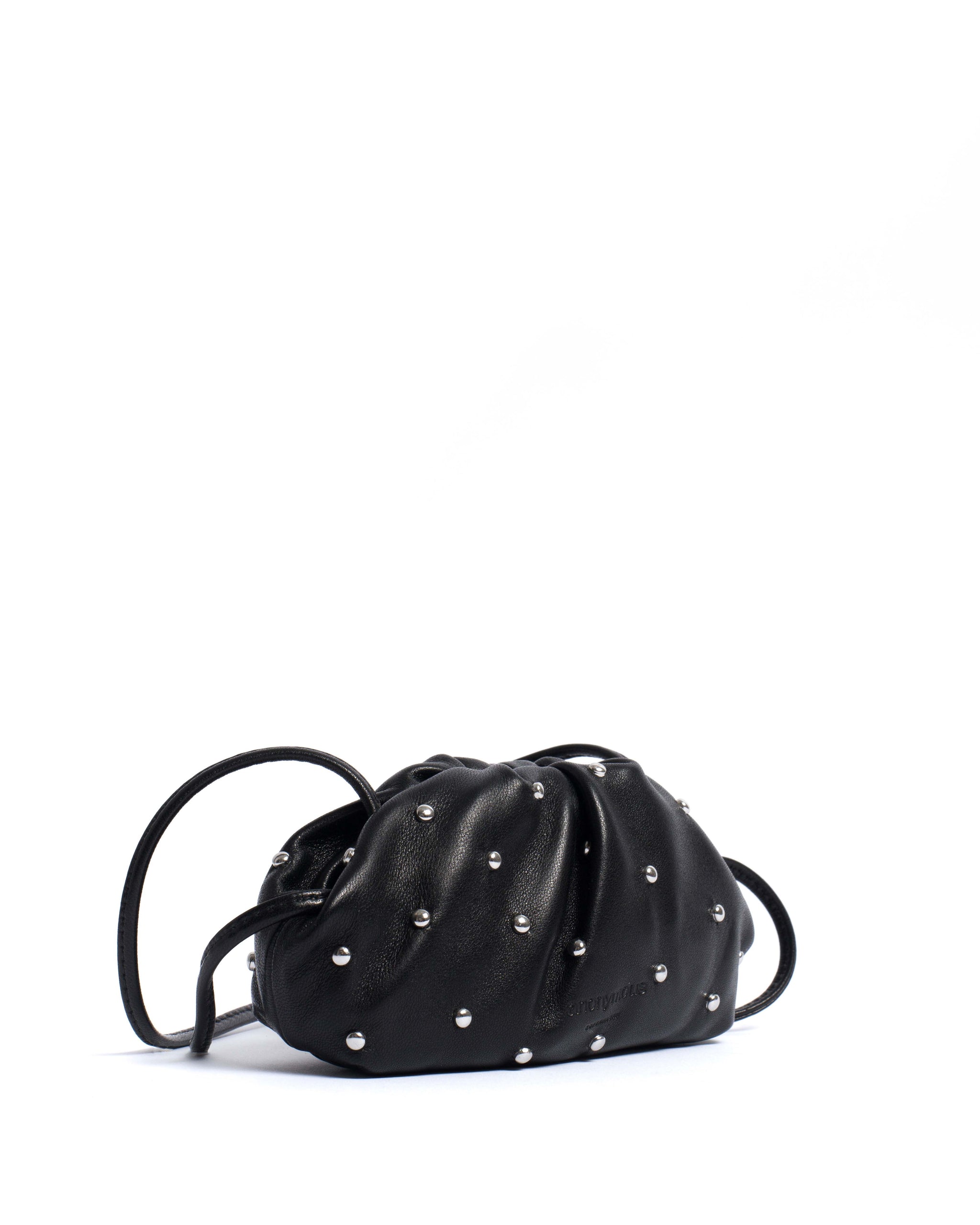 Enuice petite purse Stud-embellished silky lamb Black silver - Anonymous Copenhagen