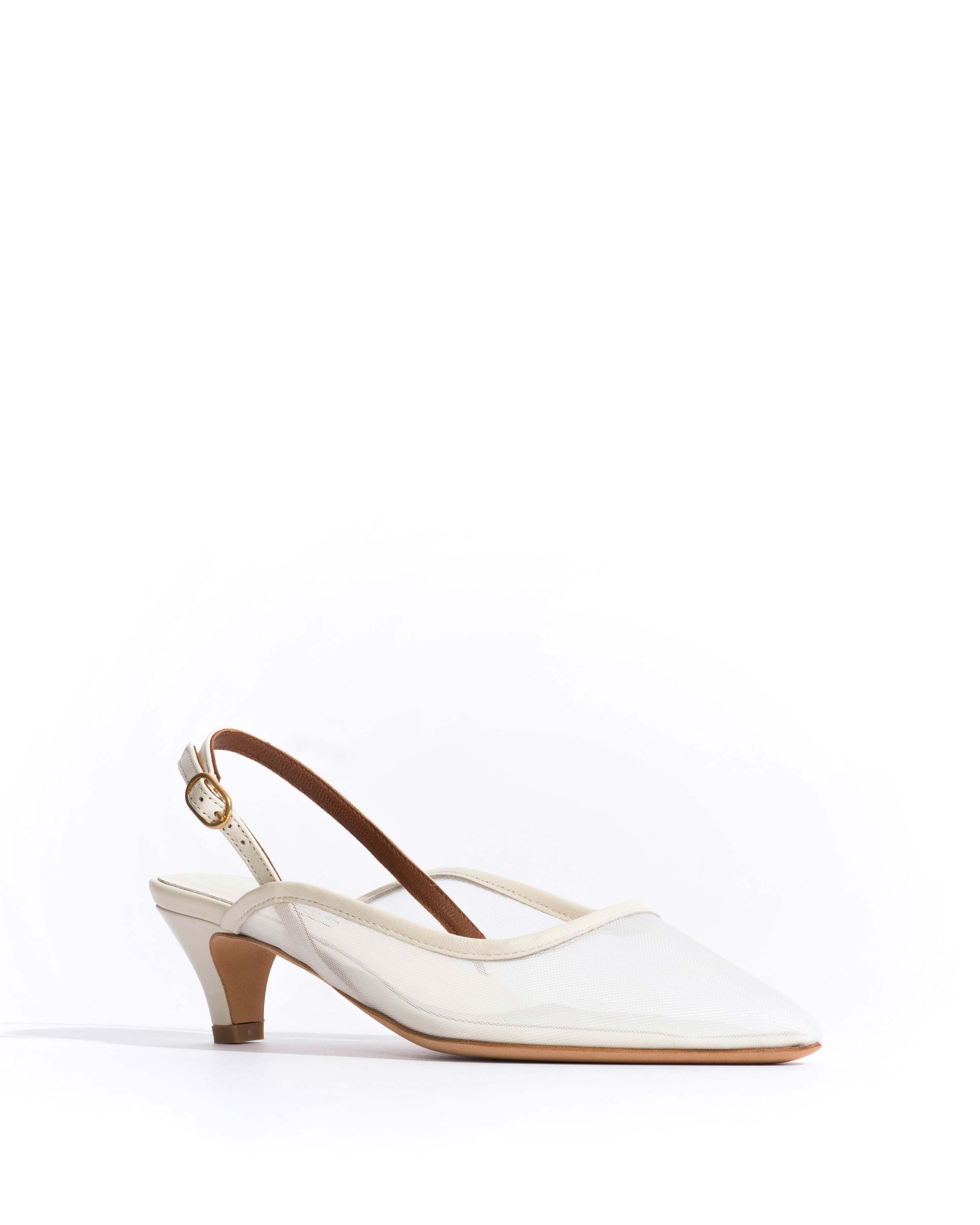 Fanny 40 stiletto mesh Shiny lamb & mesh White sand - Anonymous Copenhagen Heels