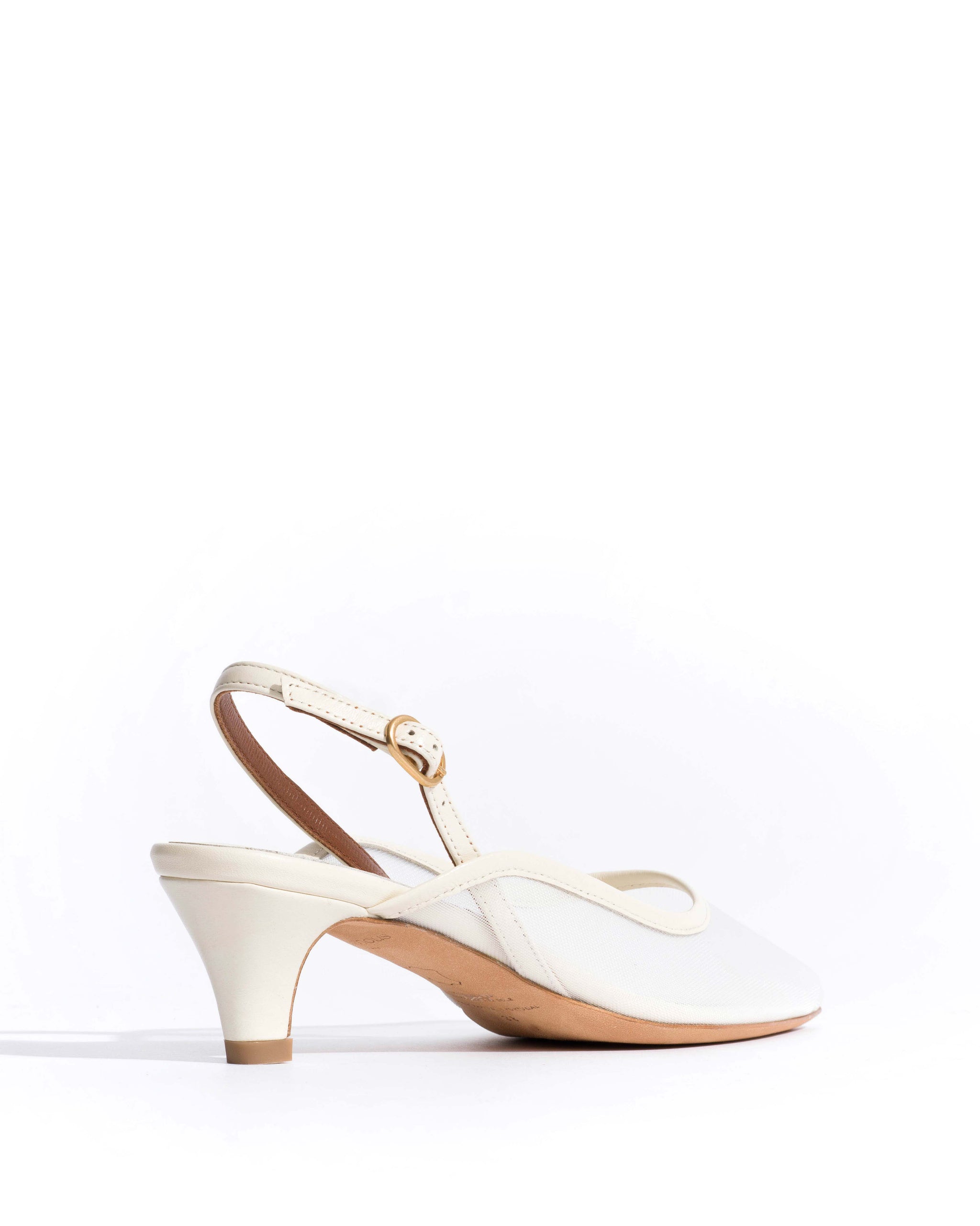 Fanny 40 stiletto mesh Shiny lamb & mesh White sand - Anonymous Copenhagen Heels
