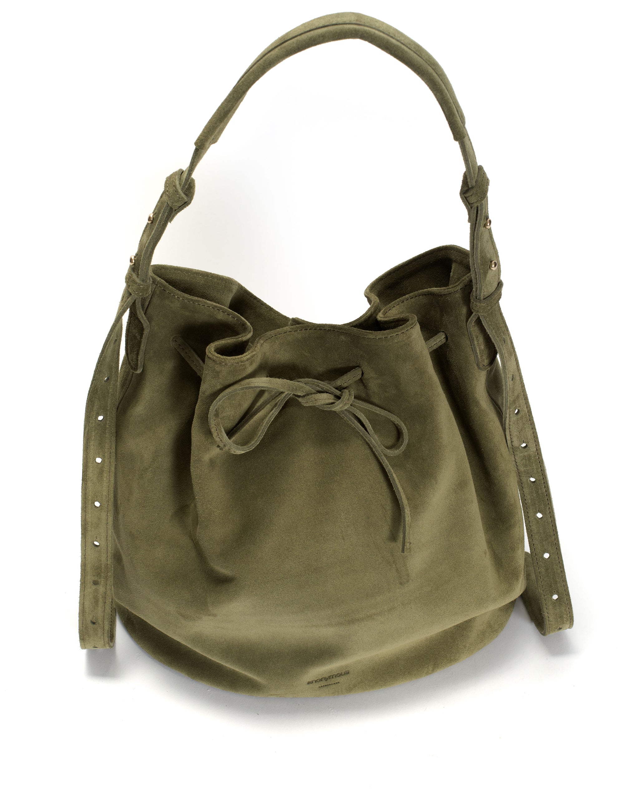 Kacey grand bucket bag Calf suede Olive green - Anonymous Copenhagen