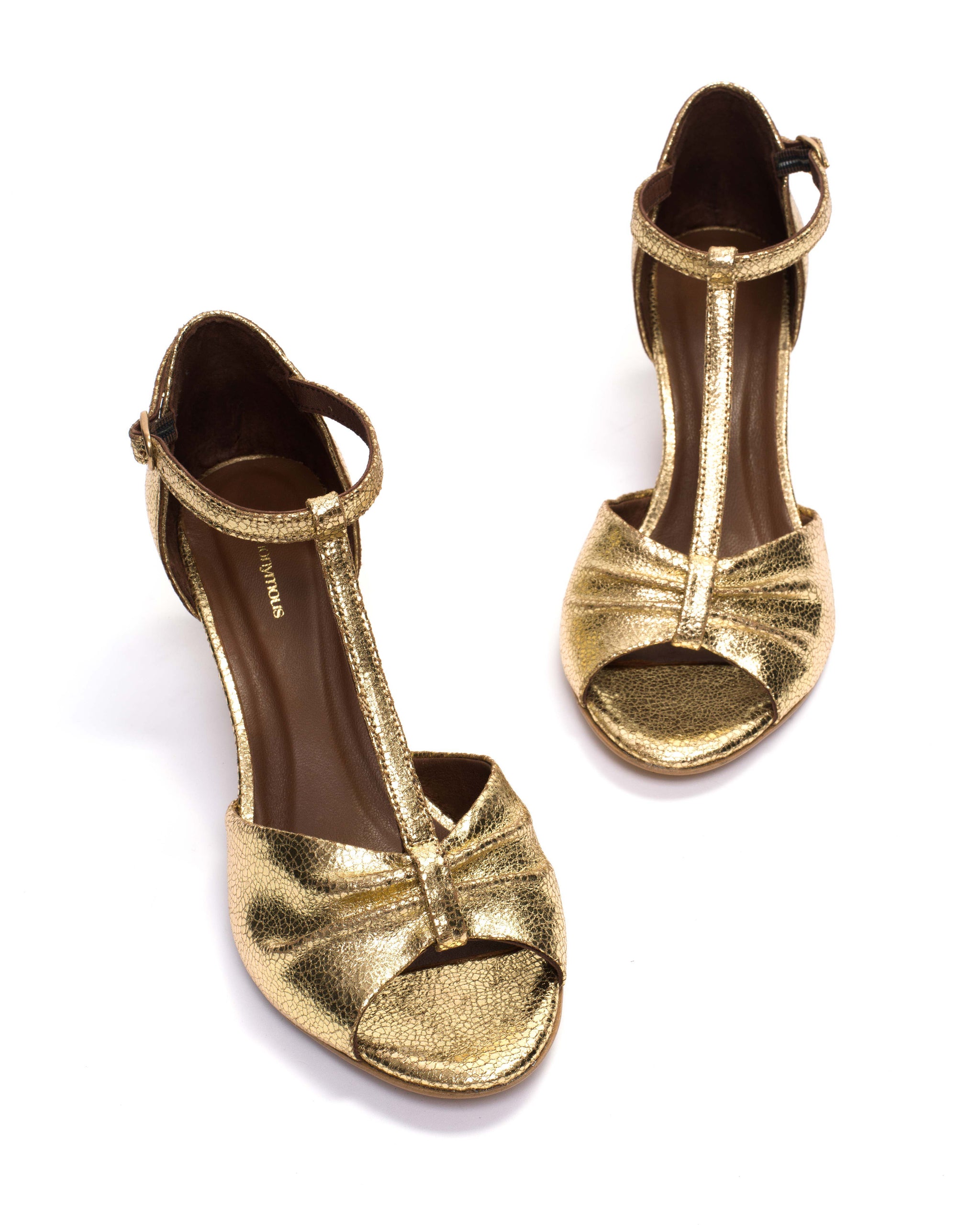 Linette 50 stiletto Crackled metallic goat Gold - Anonymous Copenhagen
