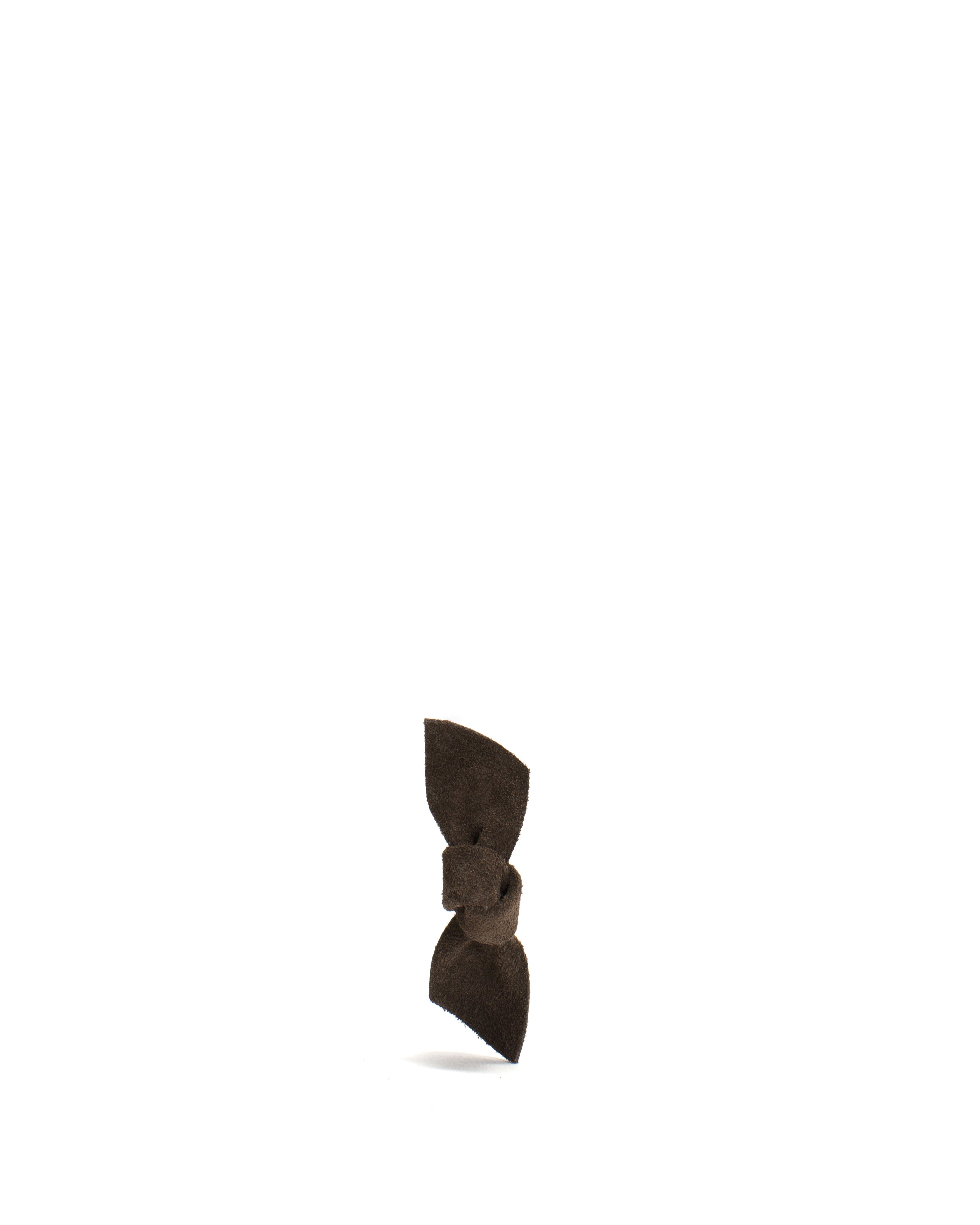 Nabie hair clip petite bow Calf suede Coffee brown