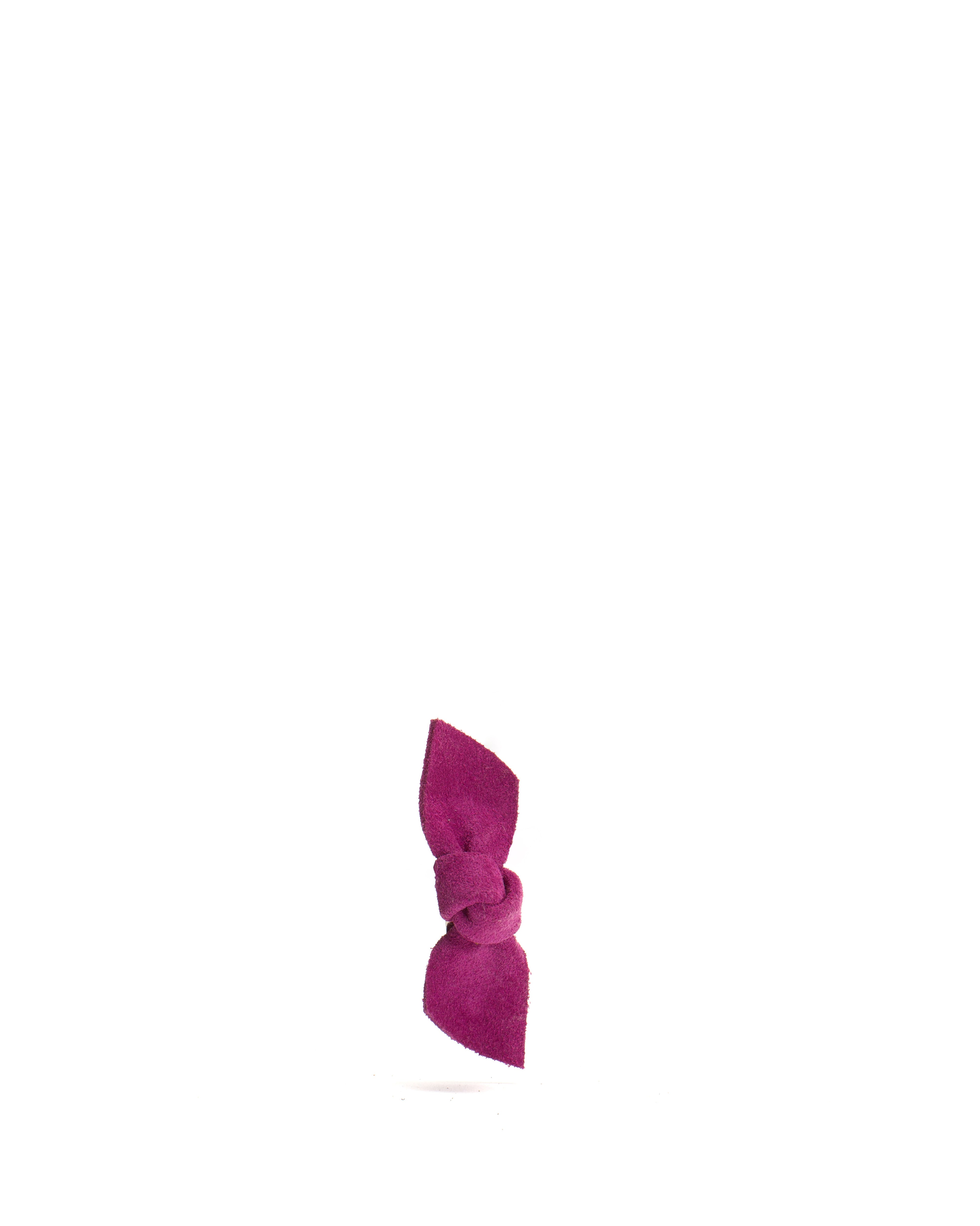 Nabie hair clip petite bow Calf suede Raspberry