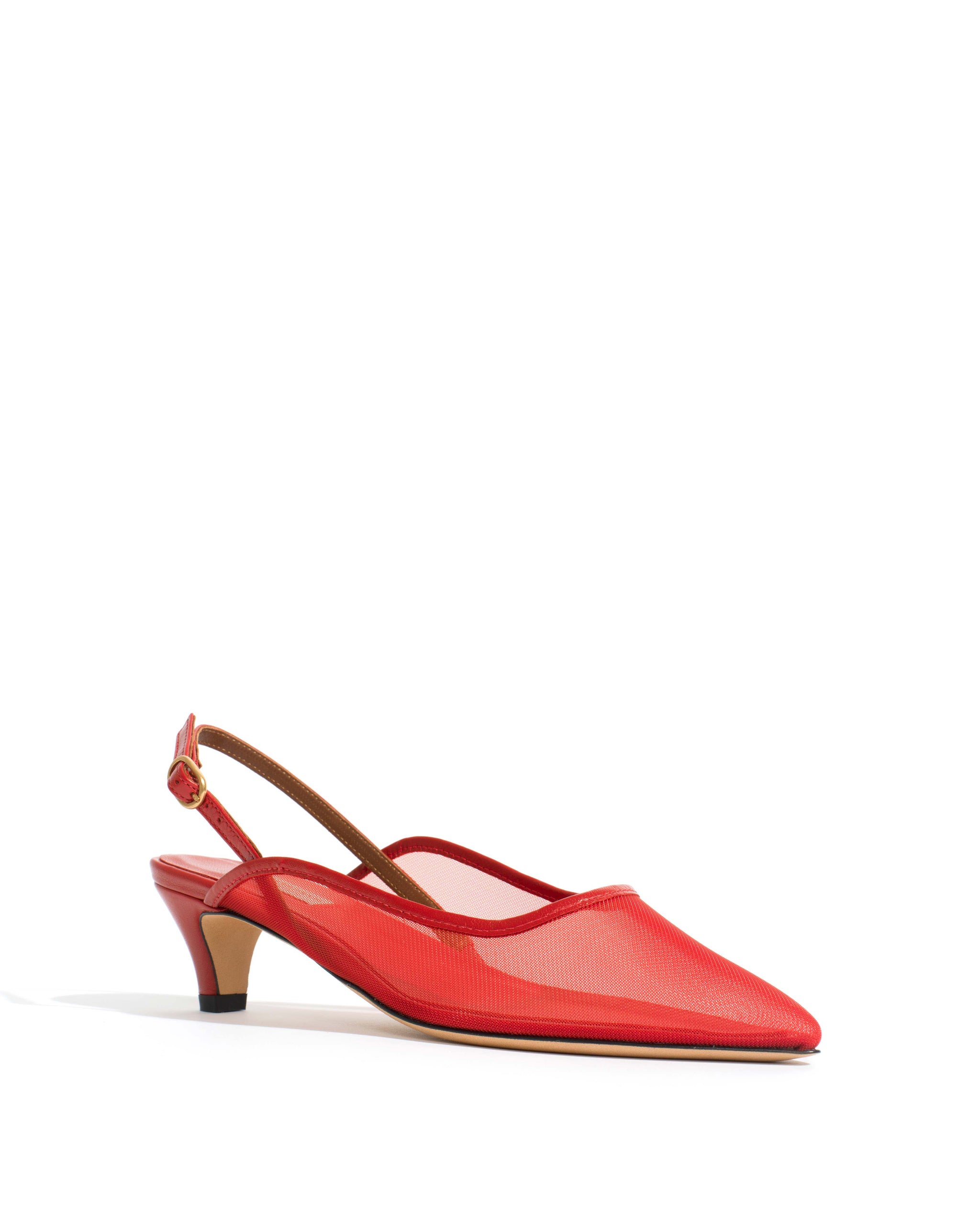 Fanny 40 stiletto mesh Shiny lamb & mesh Ruby red - Anonymous Copenhagen Heels