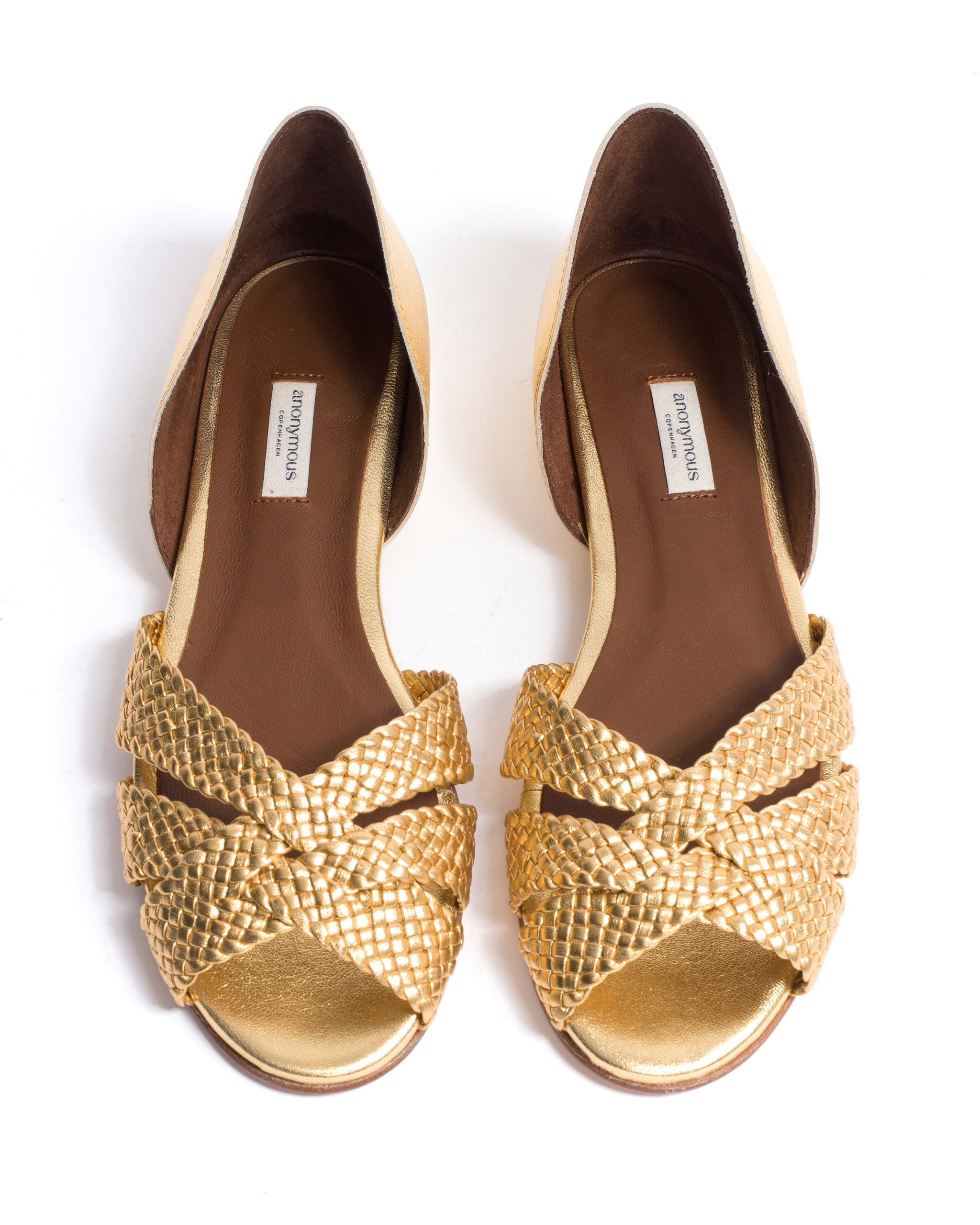 Sanni 20 hand-braided Hand-braided leather Gold - Anonymous Copenhagen Shoes