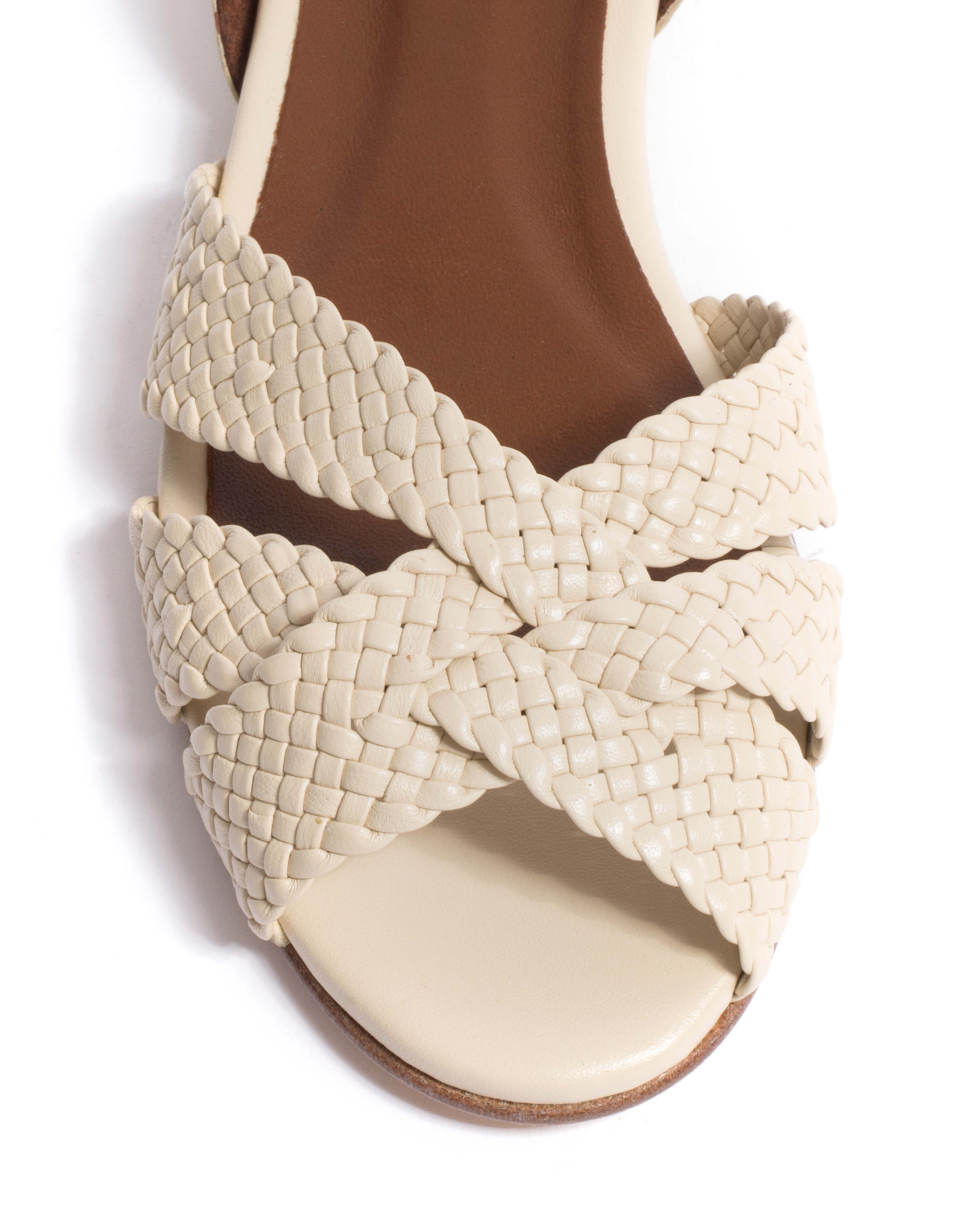 Sanni 20 hand-braided Hand-braided leather White sand