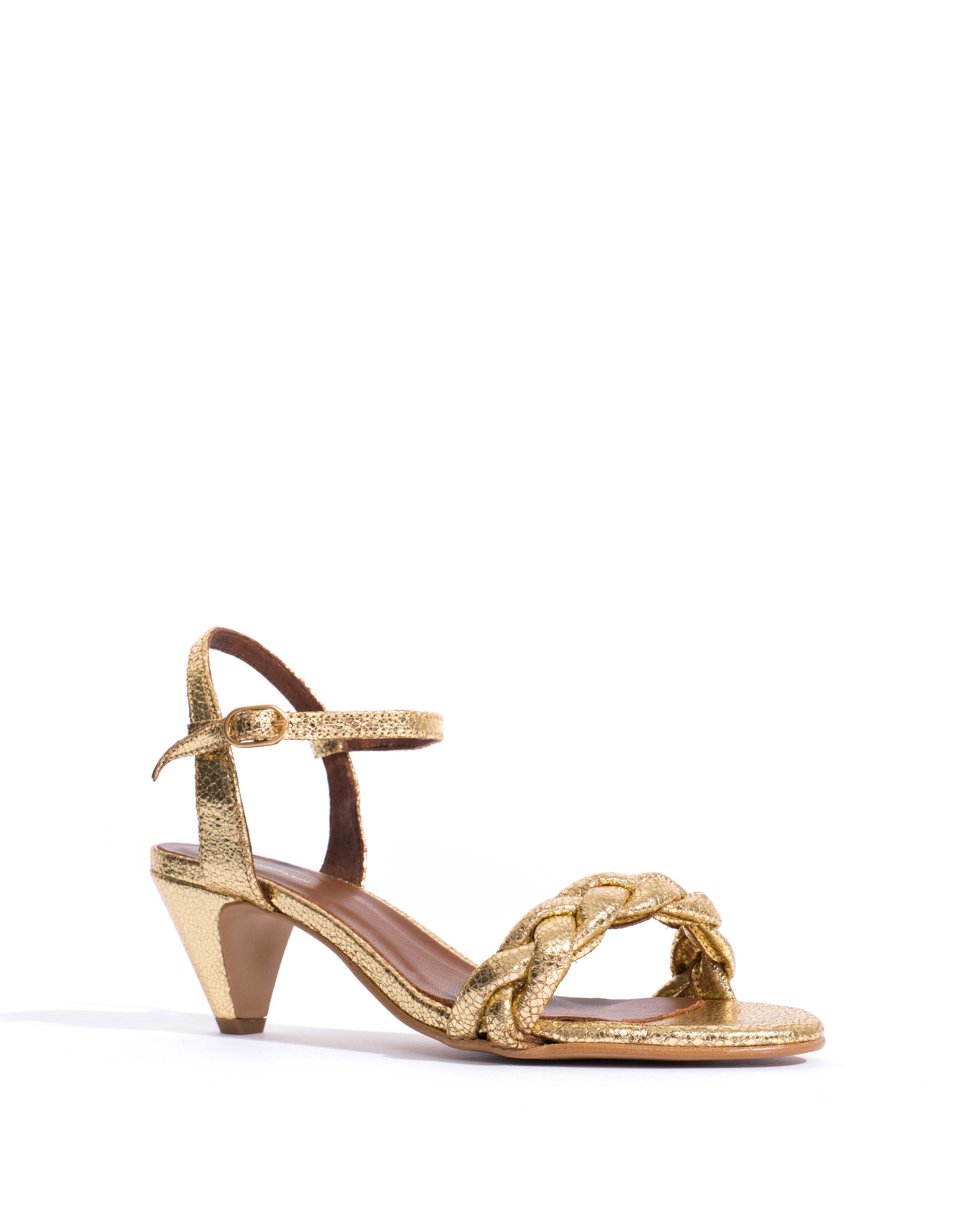 Grace 50 stiletto Crackled metallic goat Gold