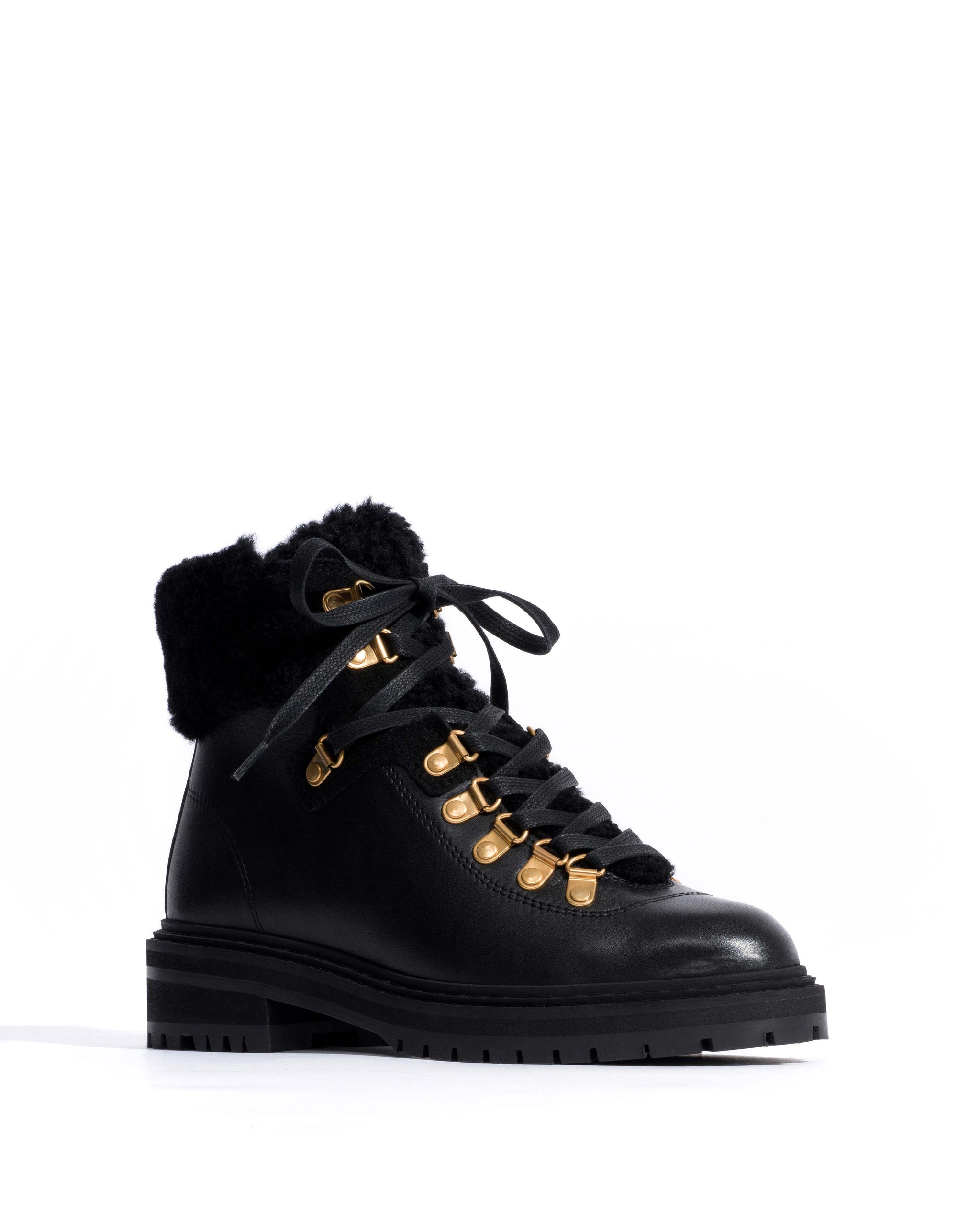 Beari lamb shearling Soft calf & suede leather Black