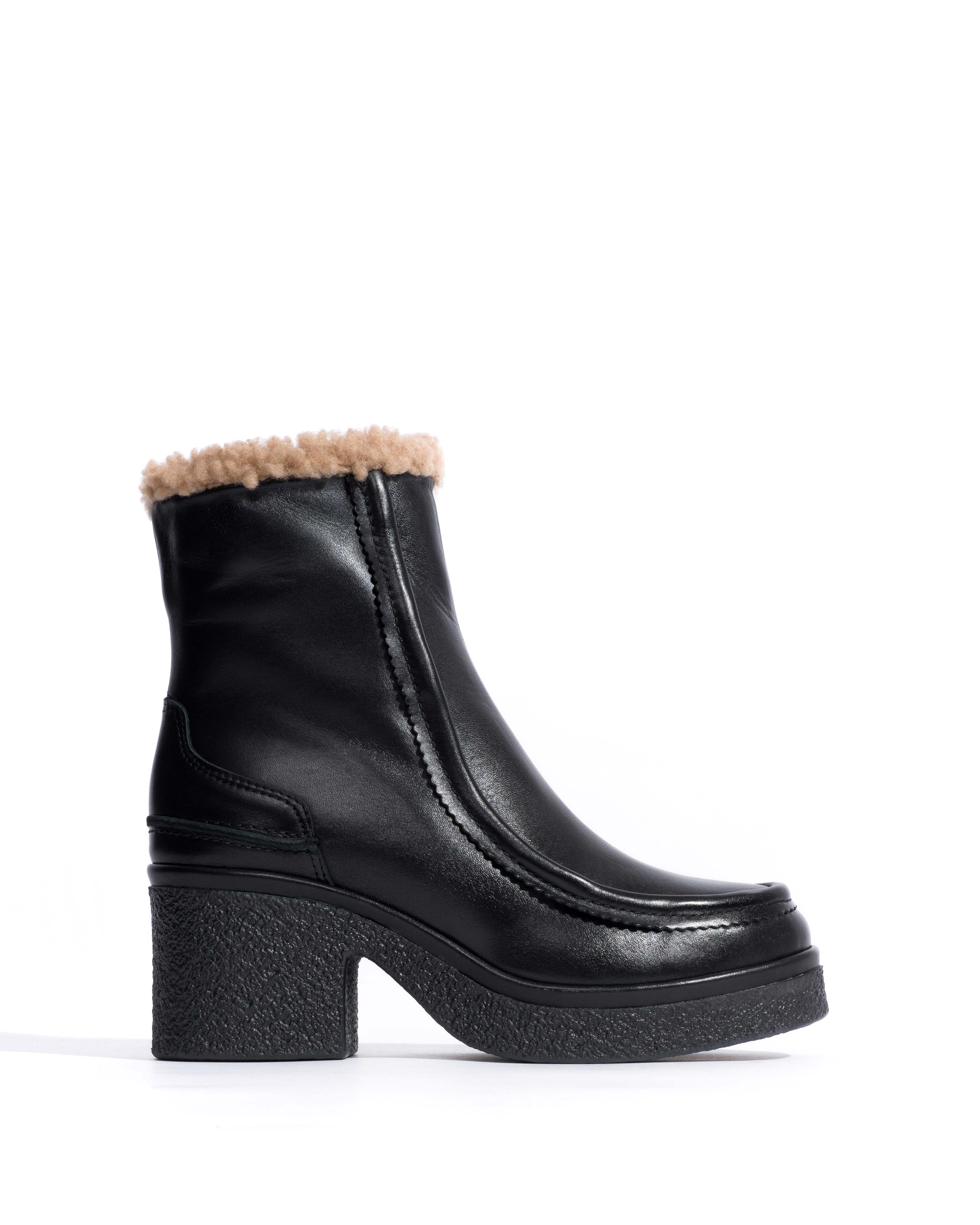 Bambie 65 platform lamb shearling Soft calf & sole Black & black