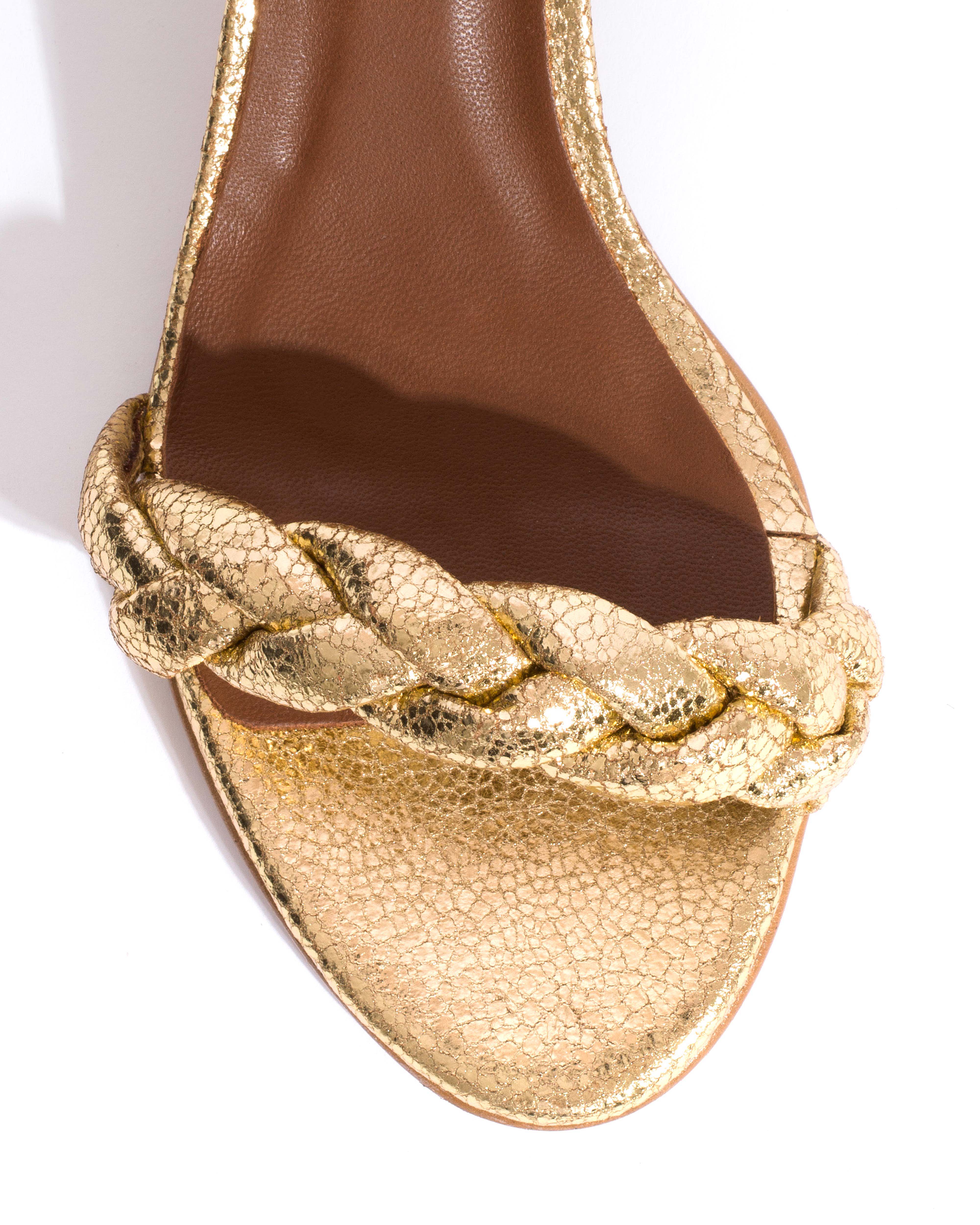 Grace 50 stiletto Crackled metallic goat Gold