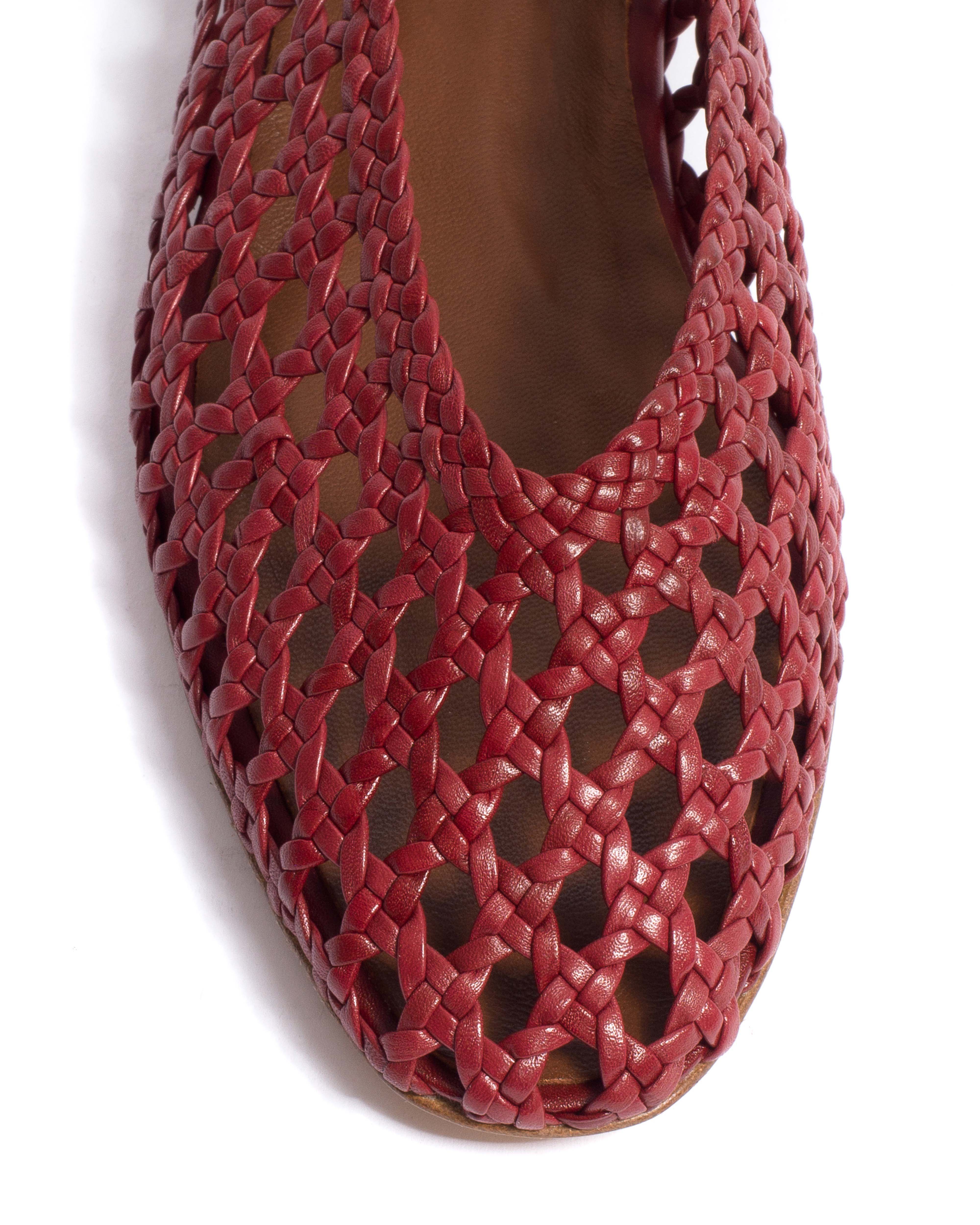 Sessi 10 hand-braided Hand-braided leather Pomegranate