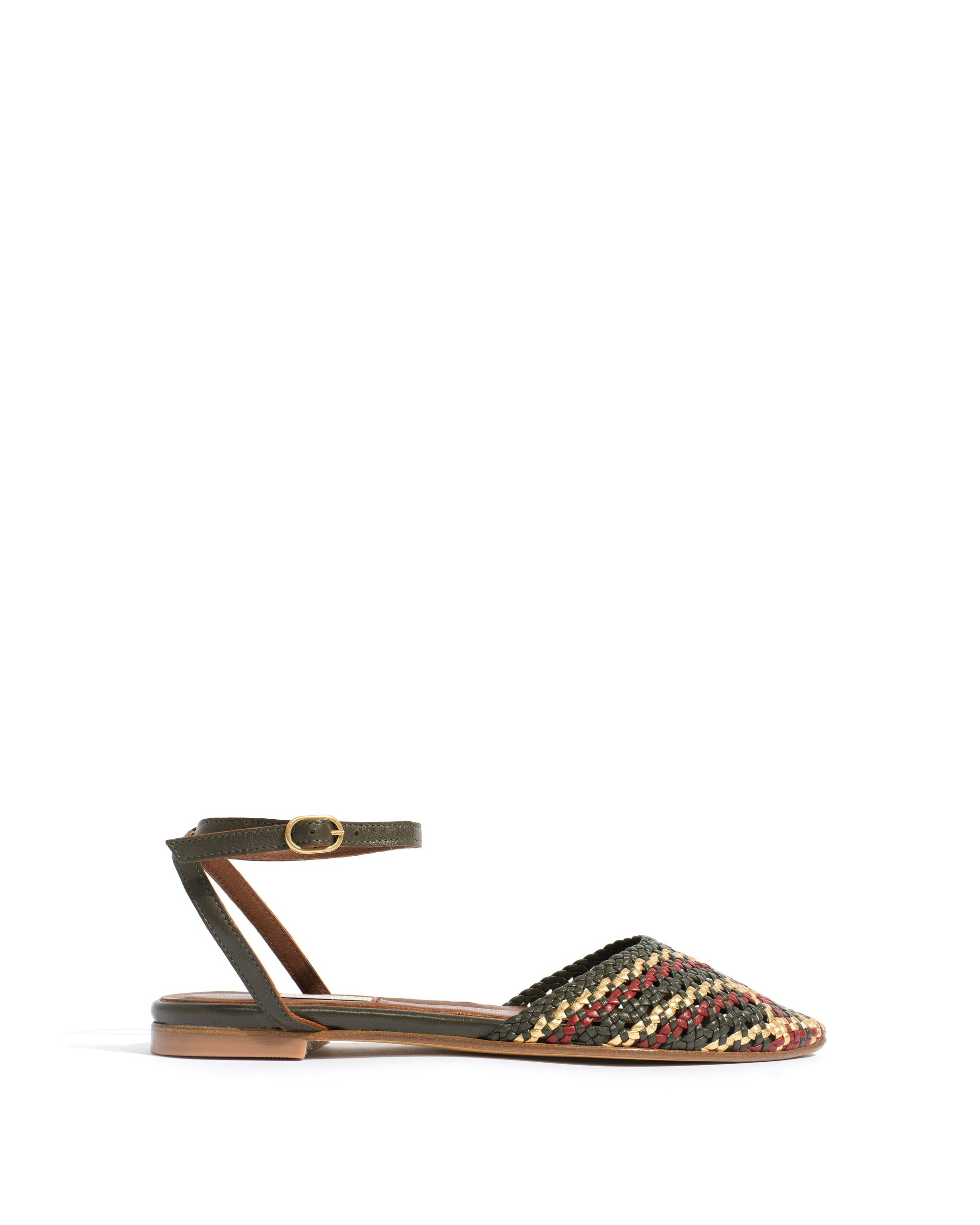 Senara 10 Hand-braided leather Moss green mix - Anonymous Copenhagen Shoes