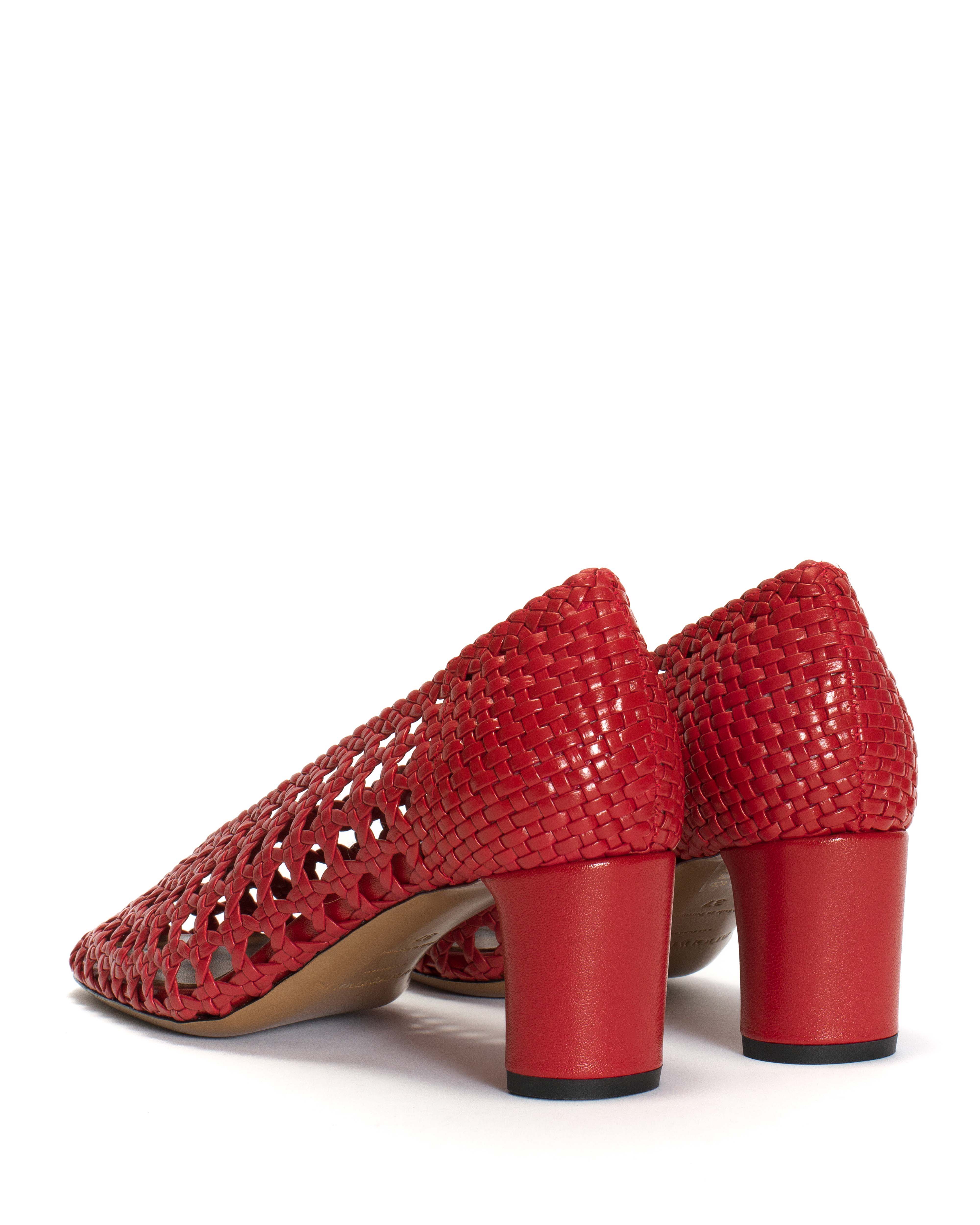 Sessi 60 hand-braided Hand-braided leather Ruby red