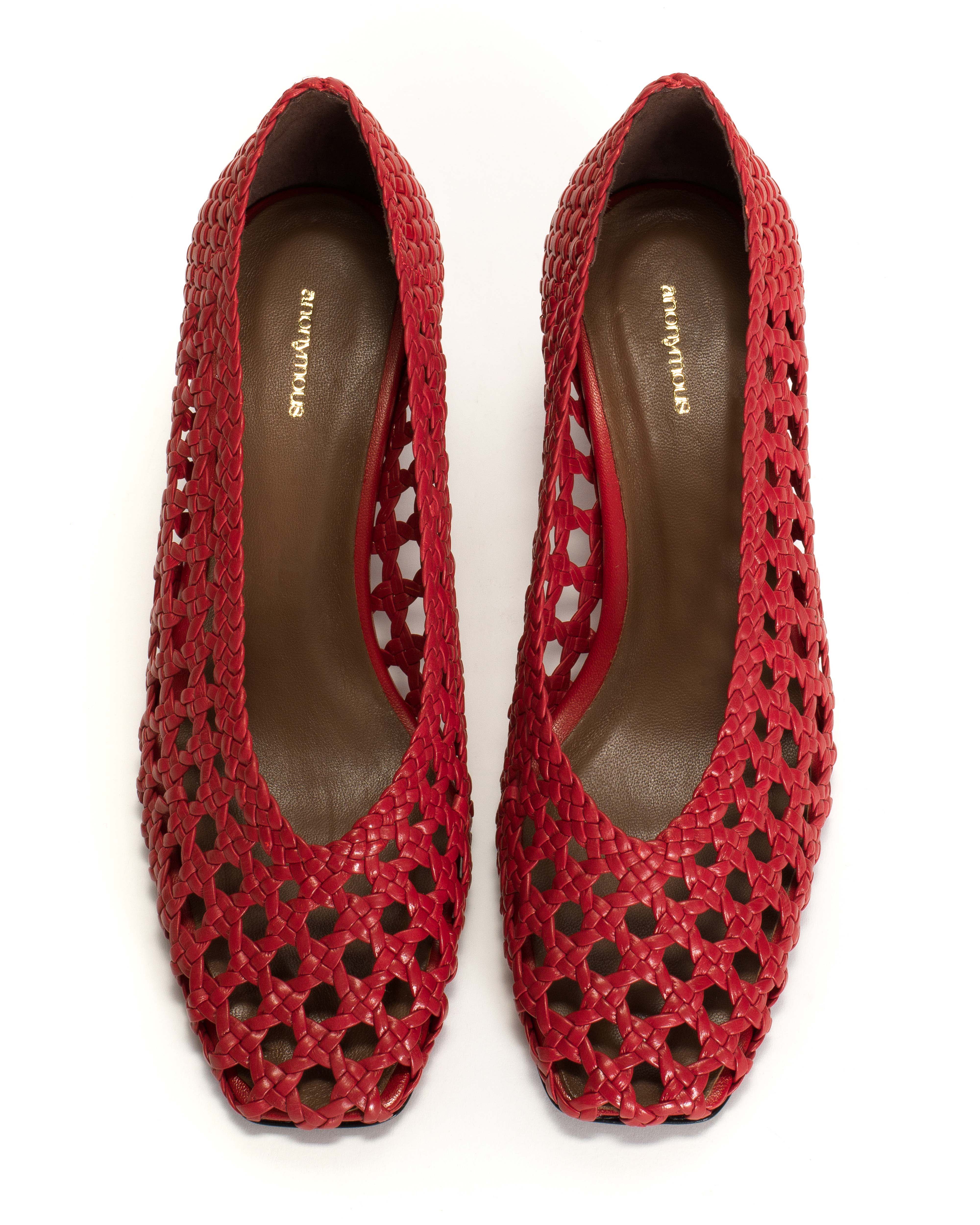 Sessi 60 hand-braided Hand-braided leather Ruby red