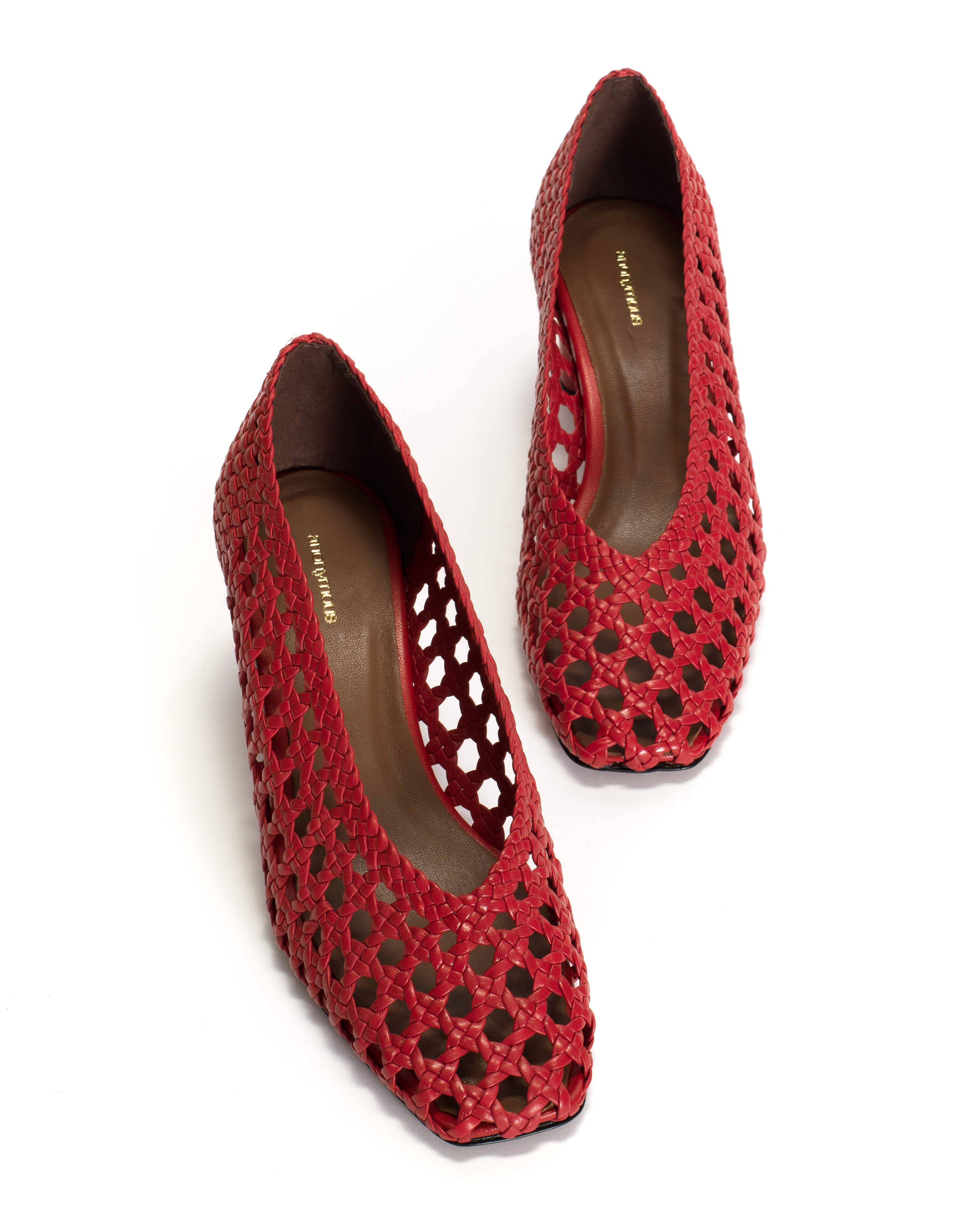 Sessi 60 hand-braided Hand-braided leather Ruby red