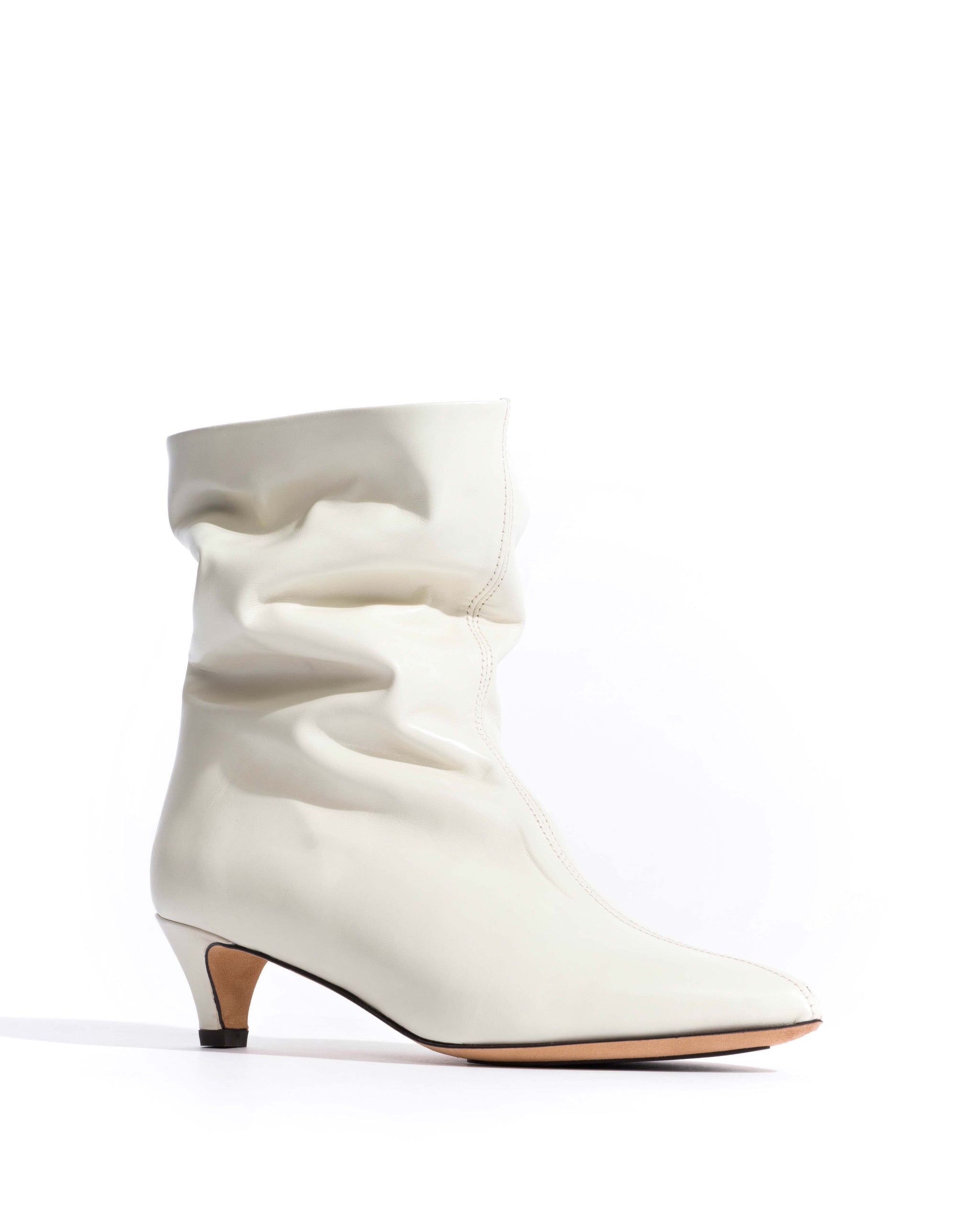 Sweeney 40 stiletto Crinkled soft calf White sand - Anonymous Copenhagen Ankle boots