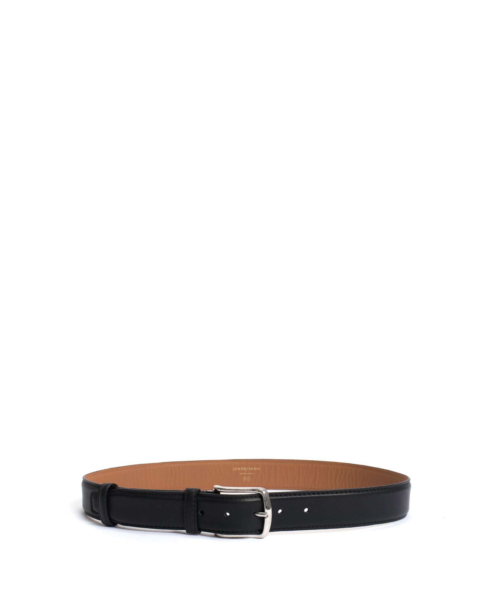Quinn classic unisex leather belt Soft calf Black & silver buckle - Anonymous Copenhagen