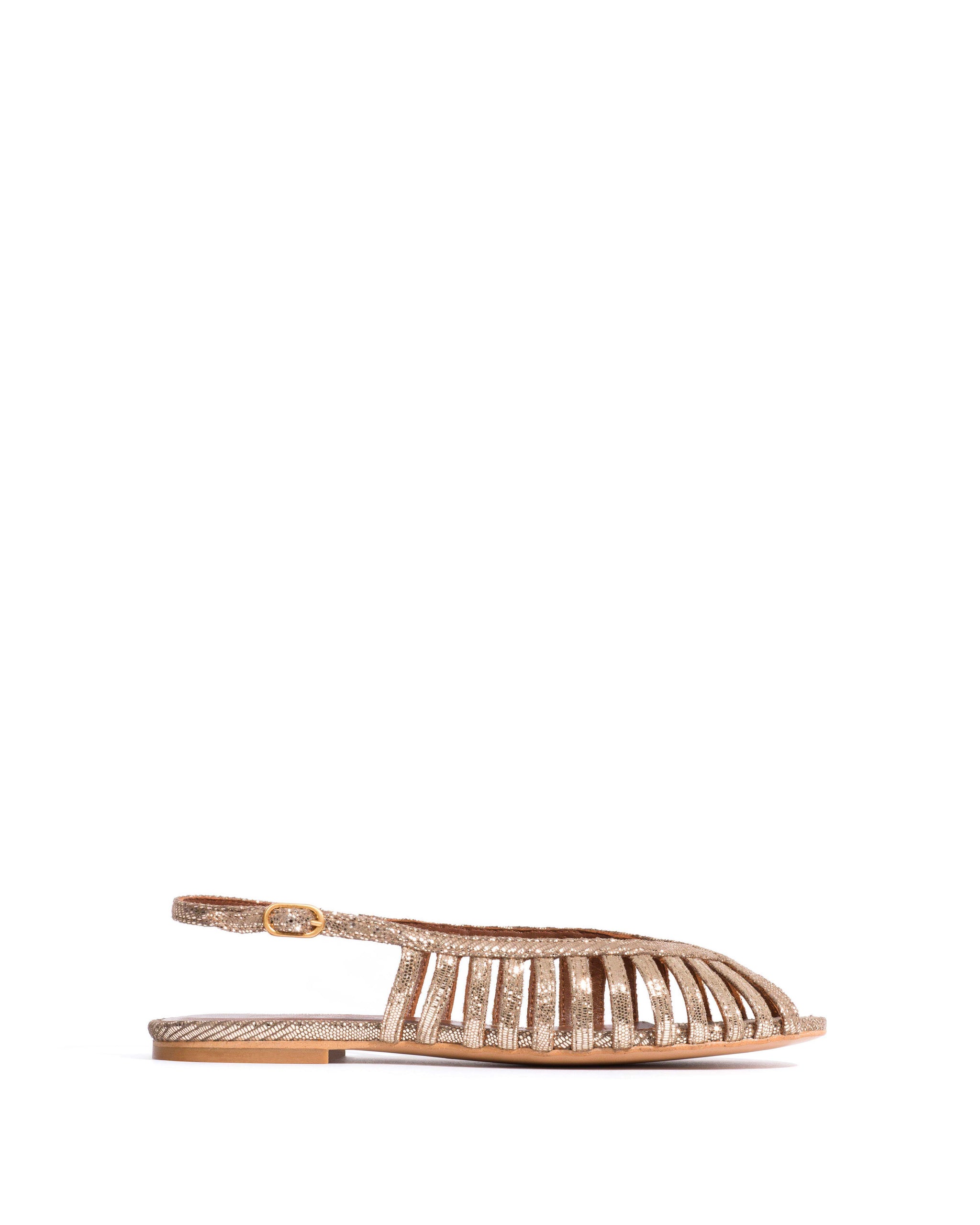 Carminho 10 Lizard metallic goat Vintage champagne - Anonymous Copenhagen Flat sandals