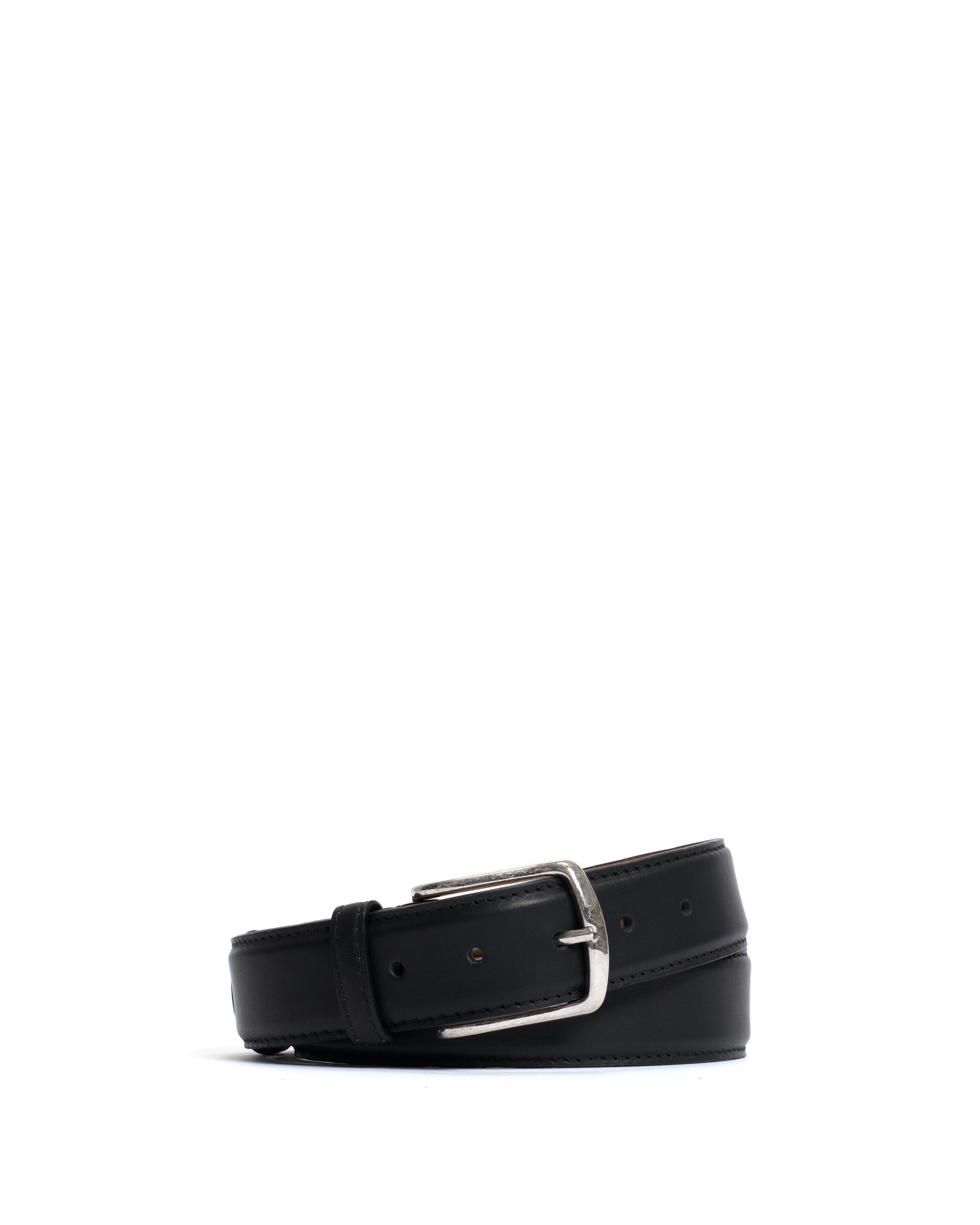 Quinn classic unisex leather belt Soft calf Black & silver buckle - Anonymous Copenhagen