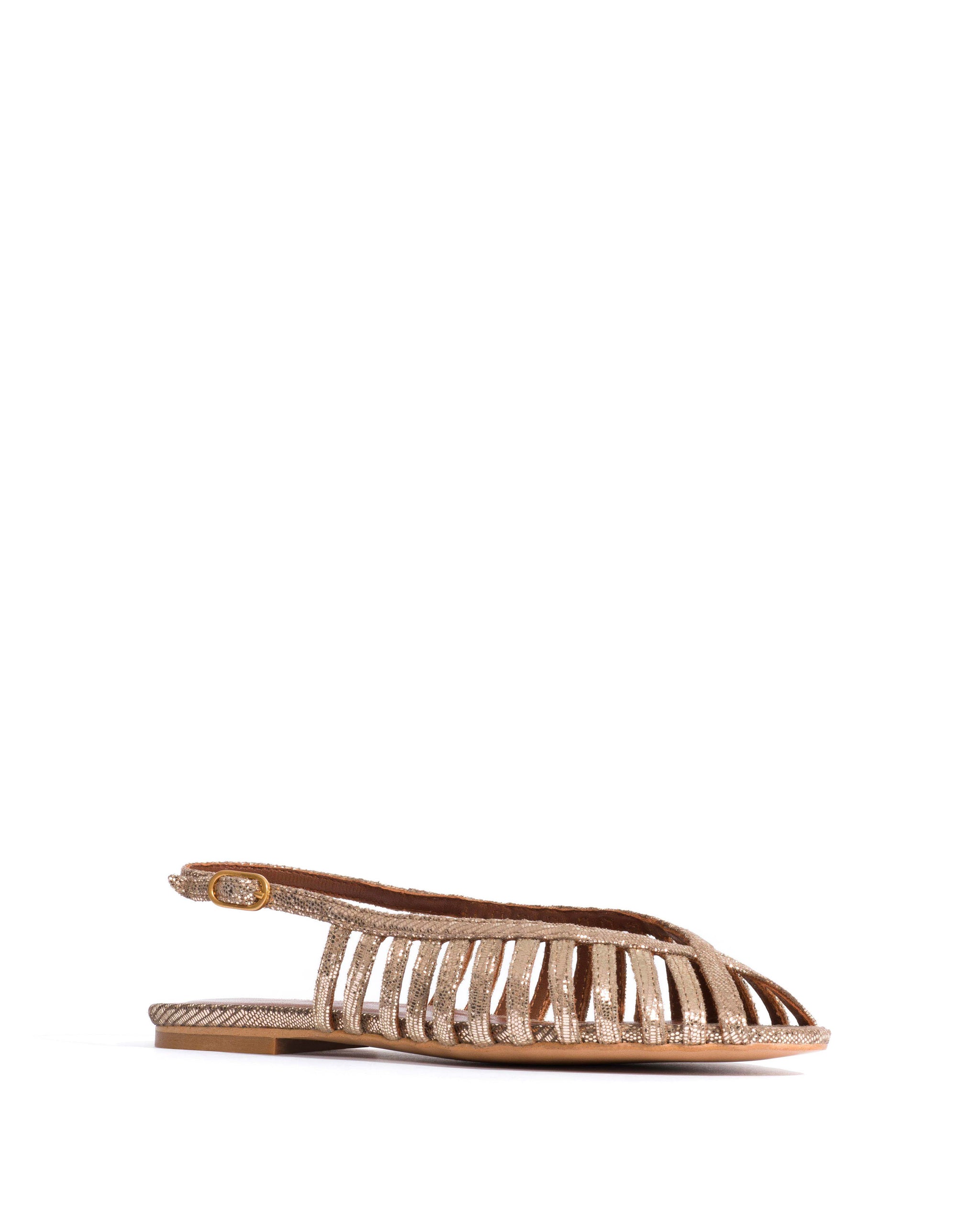 Carminho 10 Lizard metallic goat Vintage champagne - Anonymous Copenhagen Flat sandals