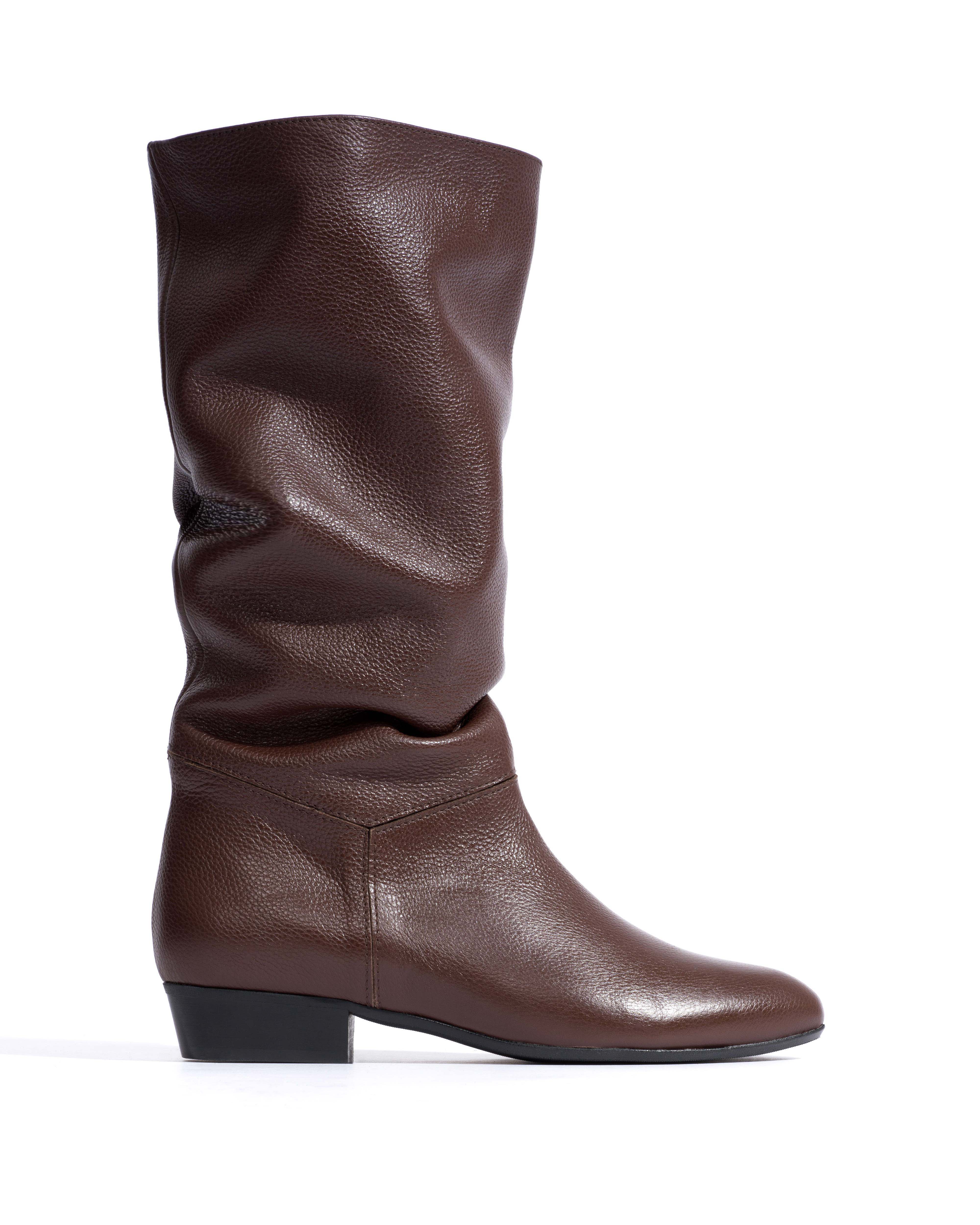 Jasmina 20 Pebbled soft calf & suede leather Chocolate
