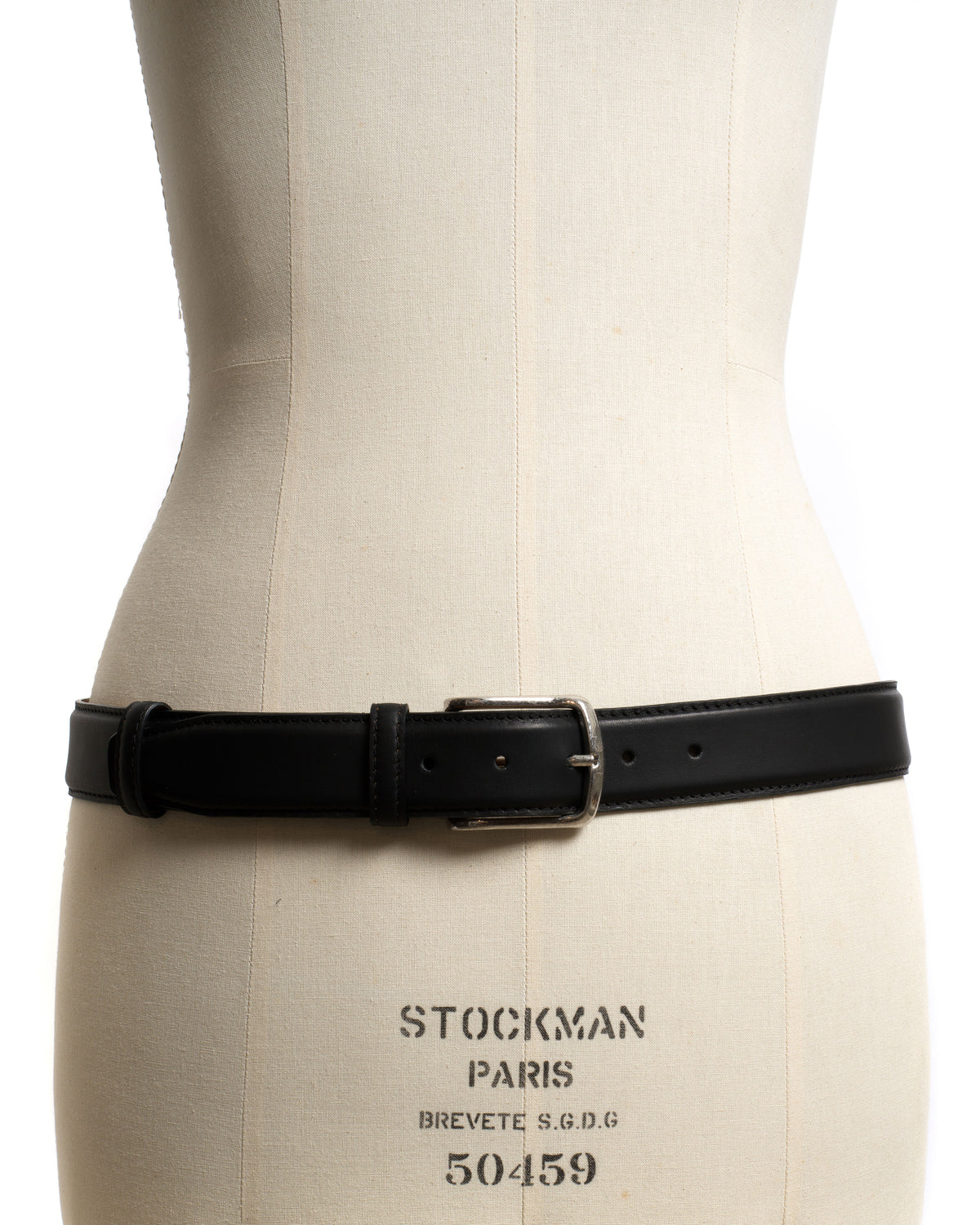 Quinn classic unisex leather belt Soft calf & metal Black & silver buckle