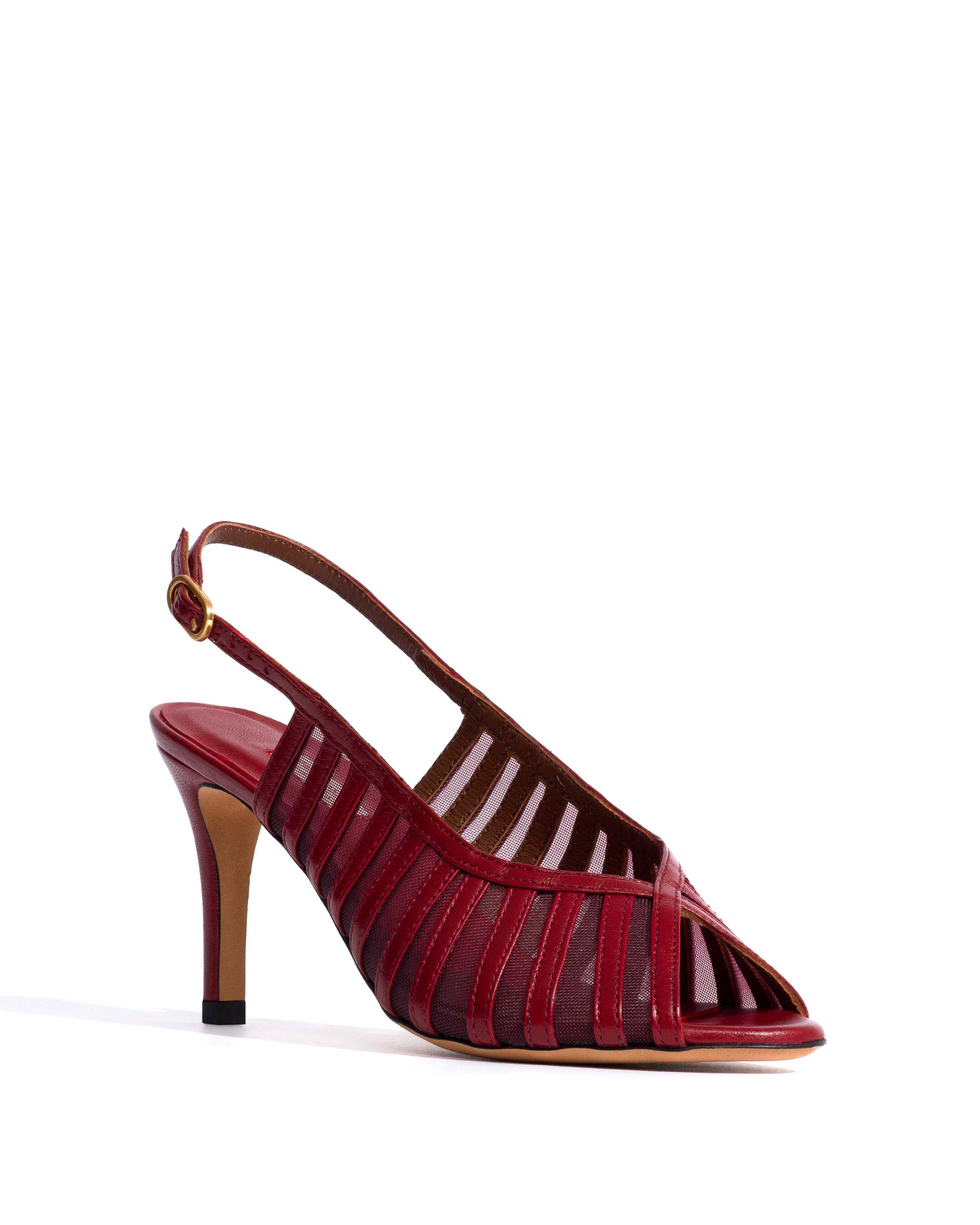 Carminho 75 mesh Shiny lamb & mesh Pomegranate - Anonymous Copenhagen Heels