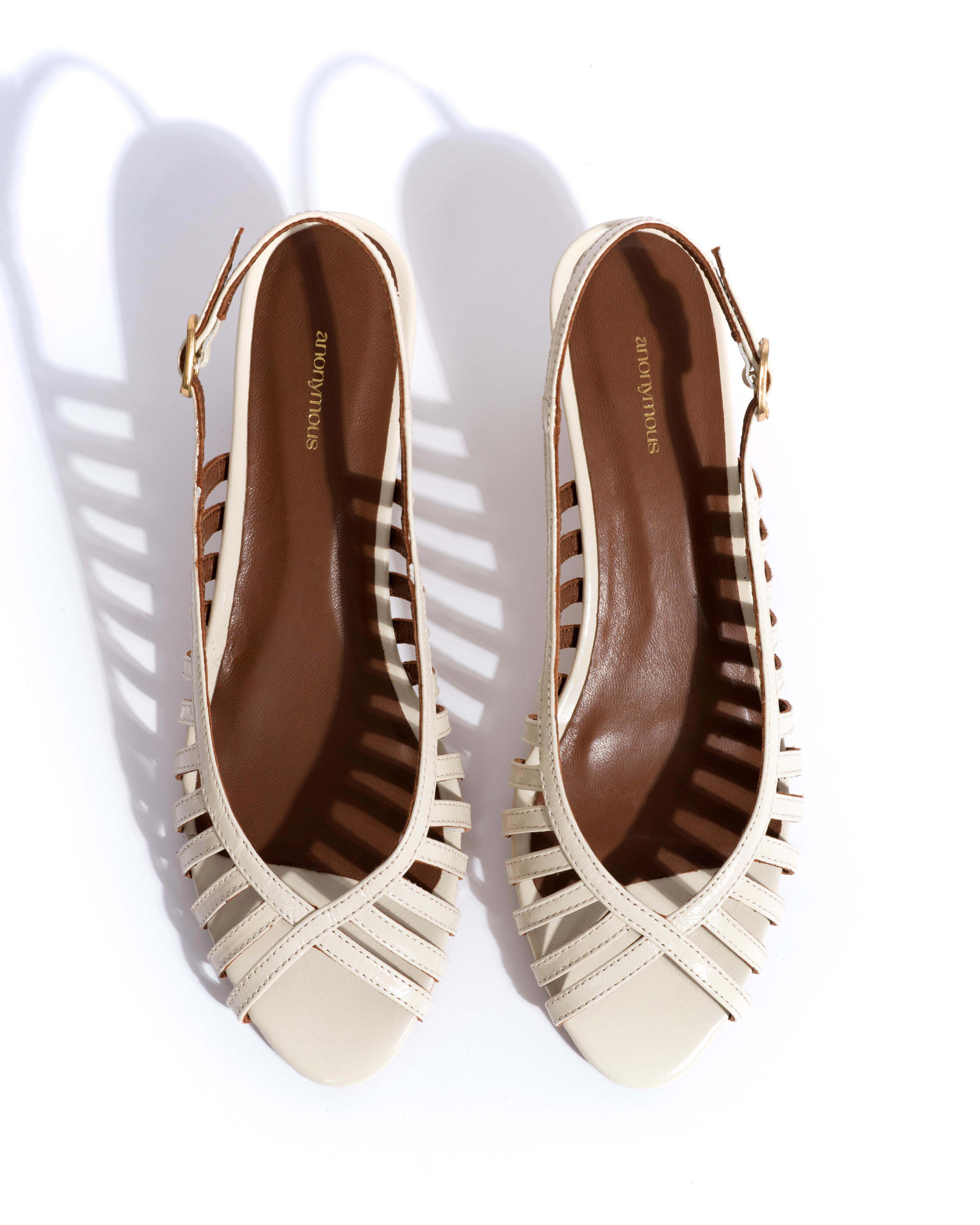 Carminho 40 stiletto Crinkled polished goat White sand