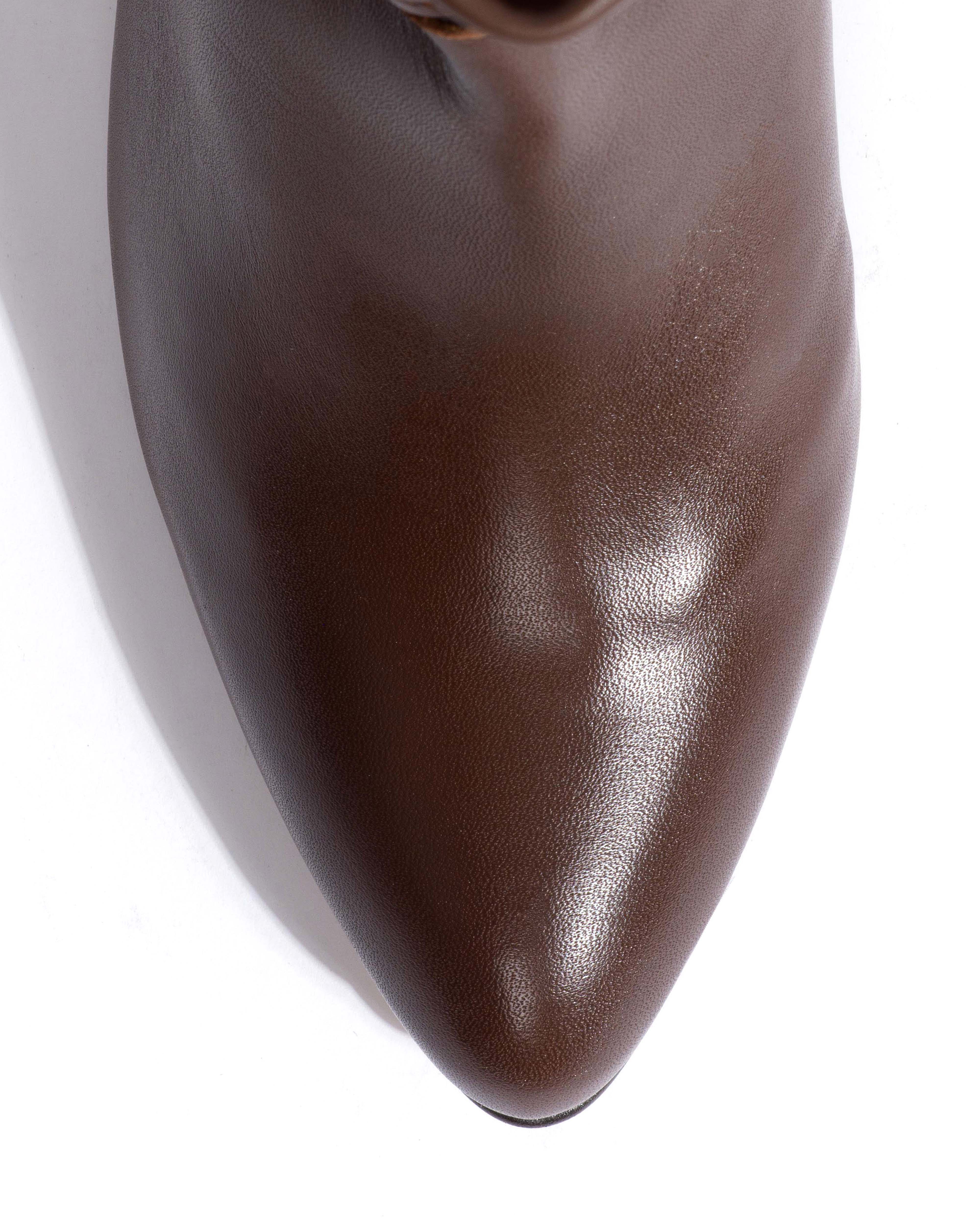 Jassi 50 stiletto Soft calf & suede leather Chocolate