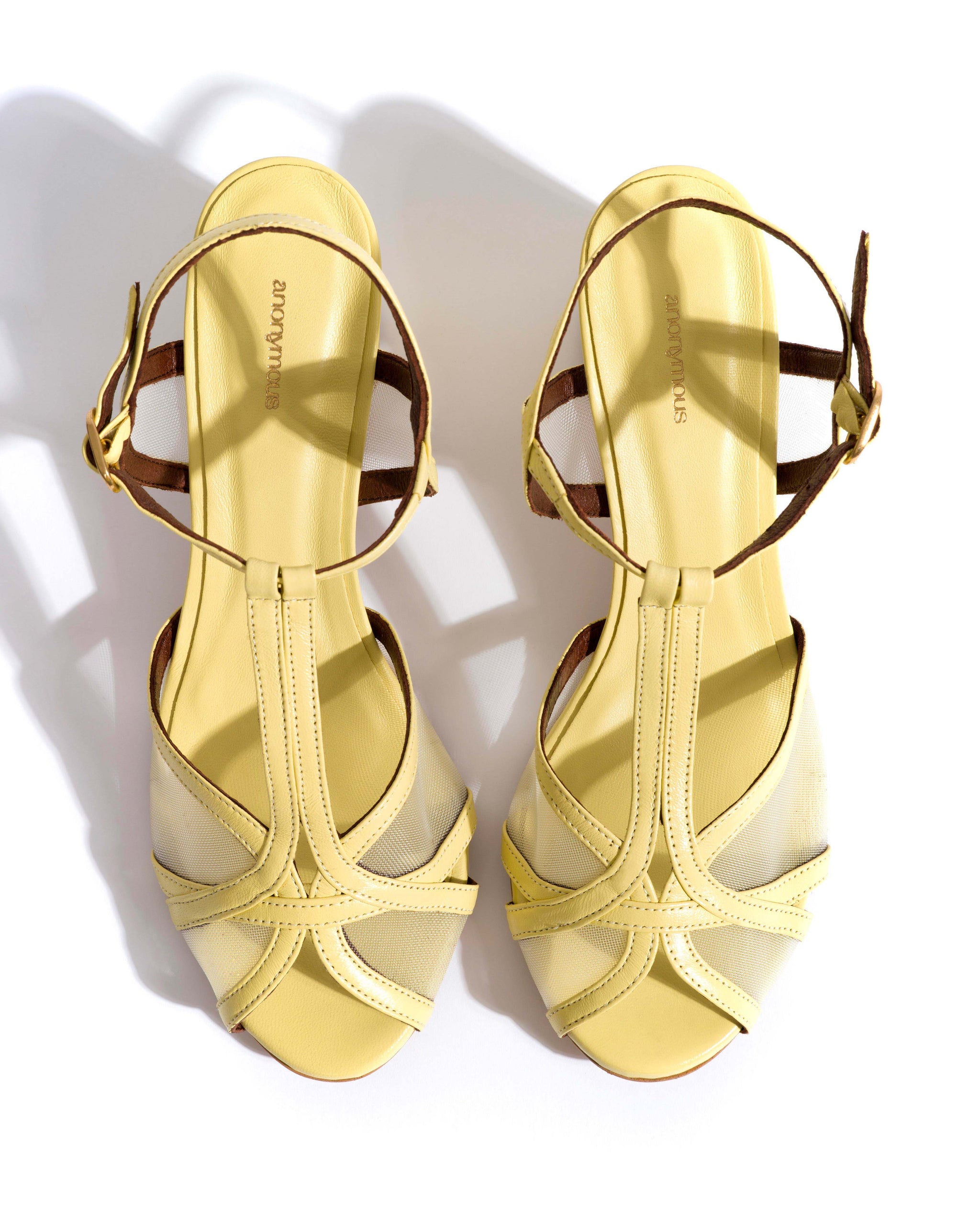 Therese 55 block mesh Shiny lamb & mesh Pineapple ice - Anonymous Copenhagen Heels