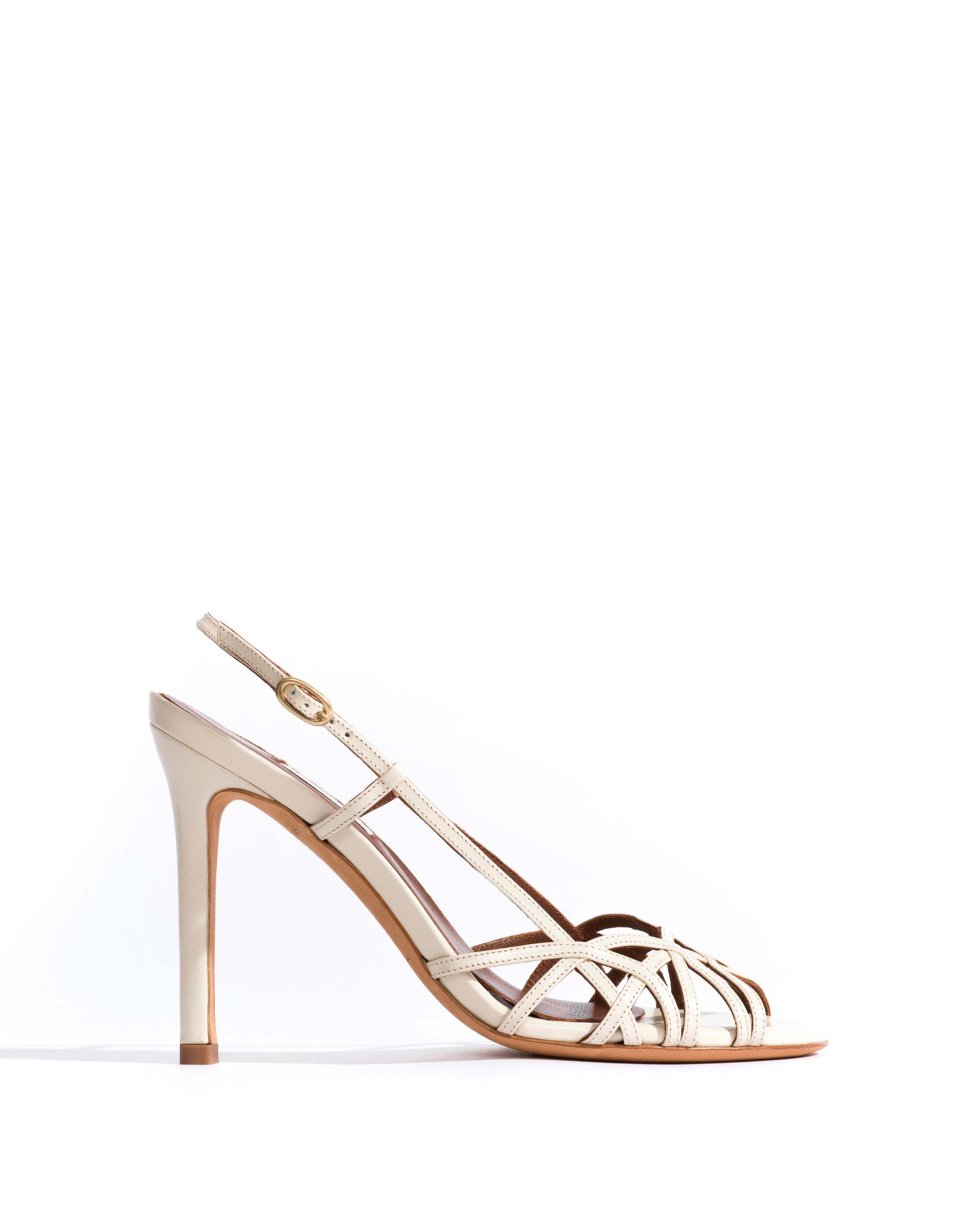 Scarlett 100 Crinkled polished goat White sand - Anonymous Copenhagen Heels