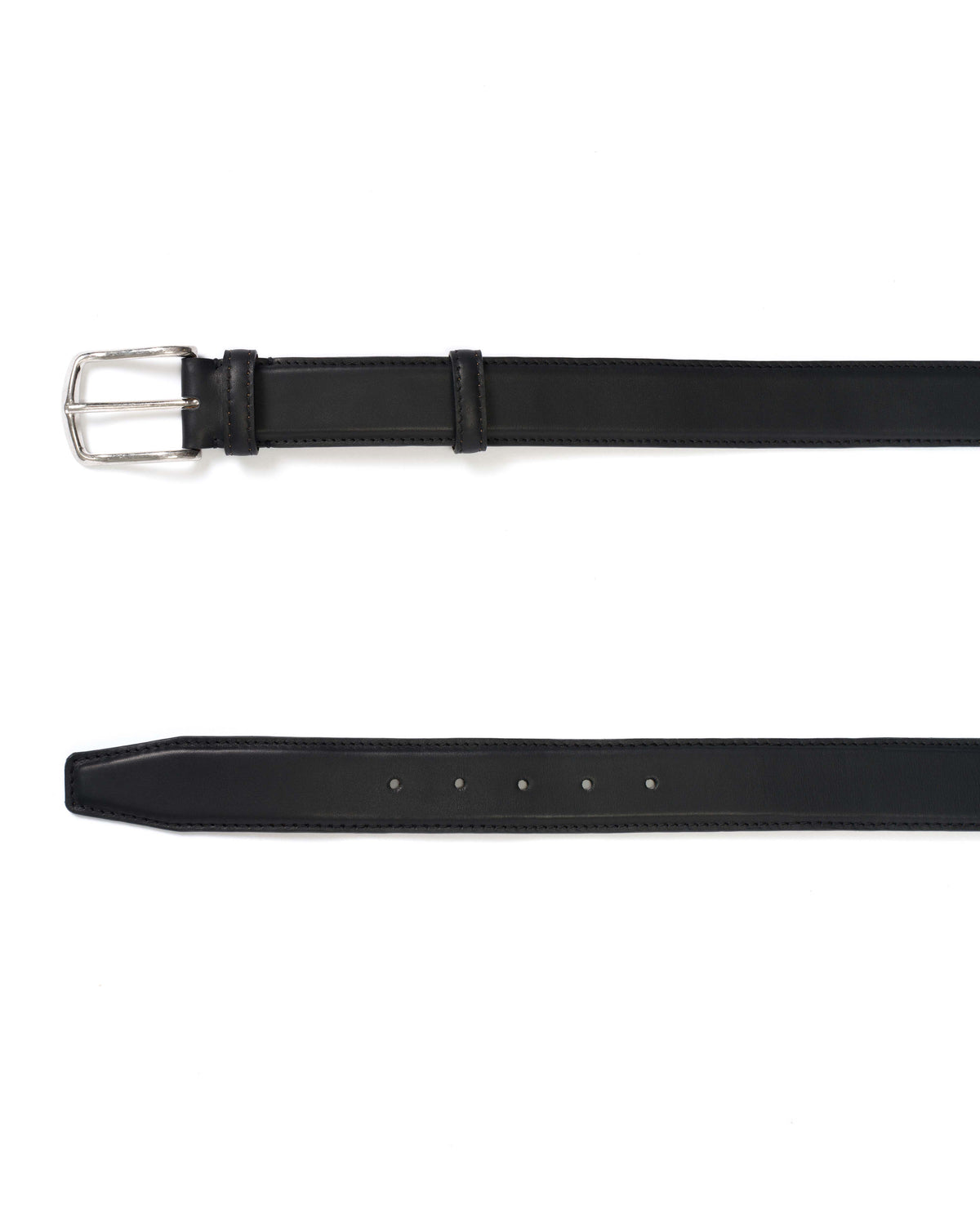 Quinn classic unisex leather belt Soft calf & metal Black & silver buckle