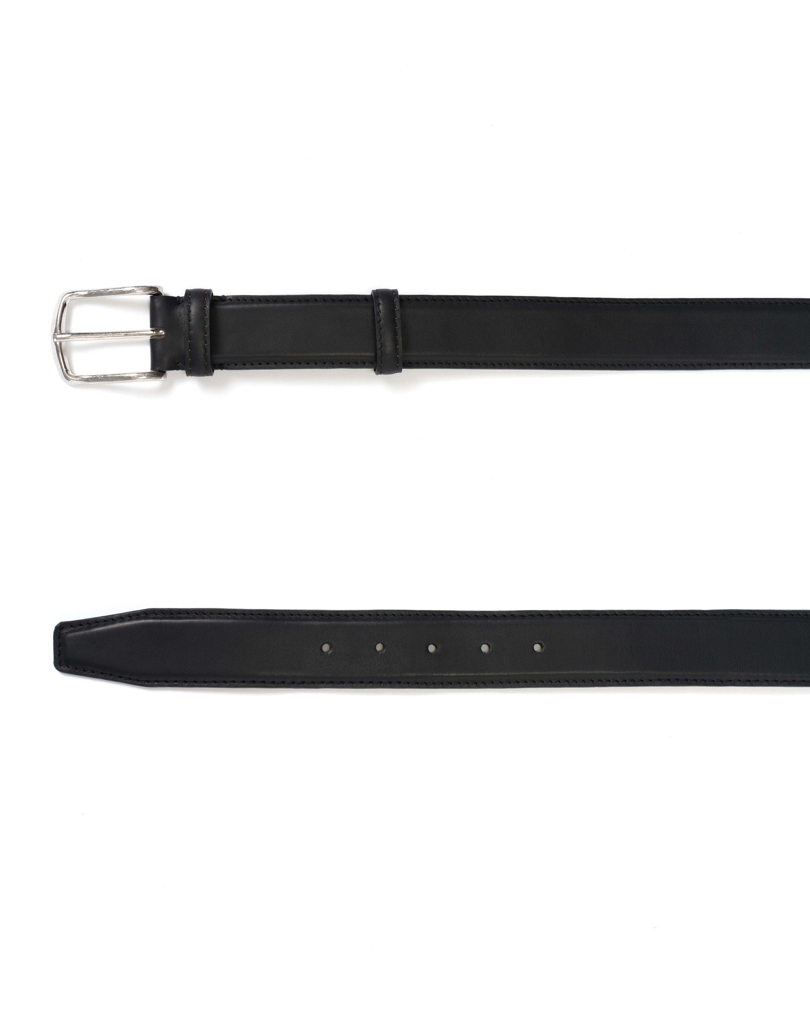 Quinn classic unisex leather belt Soft calf Black & silver buckle - Anonymous Copenhagen