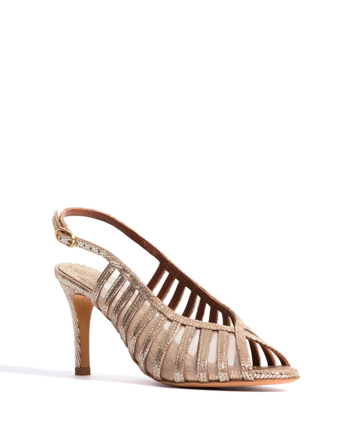 Carminho 75 mesh Lizard metallic goat & mesh Vintage champagne & gold