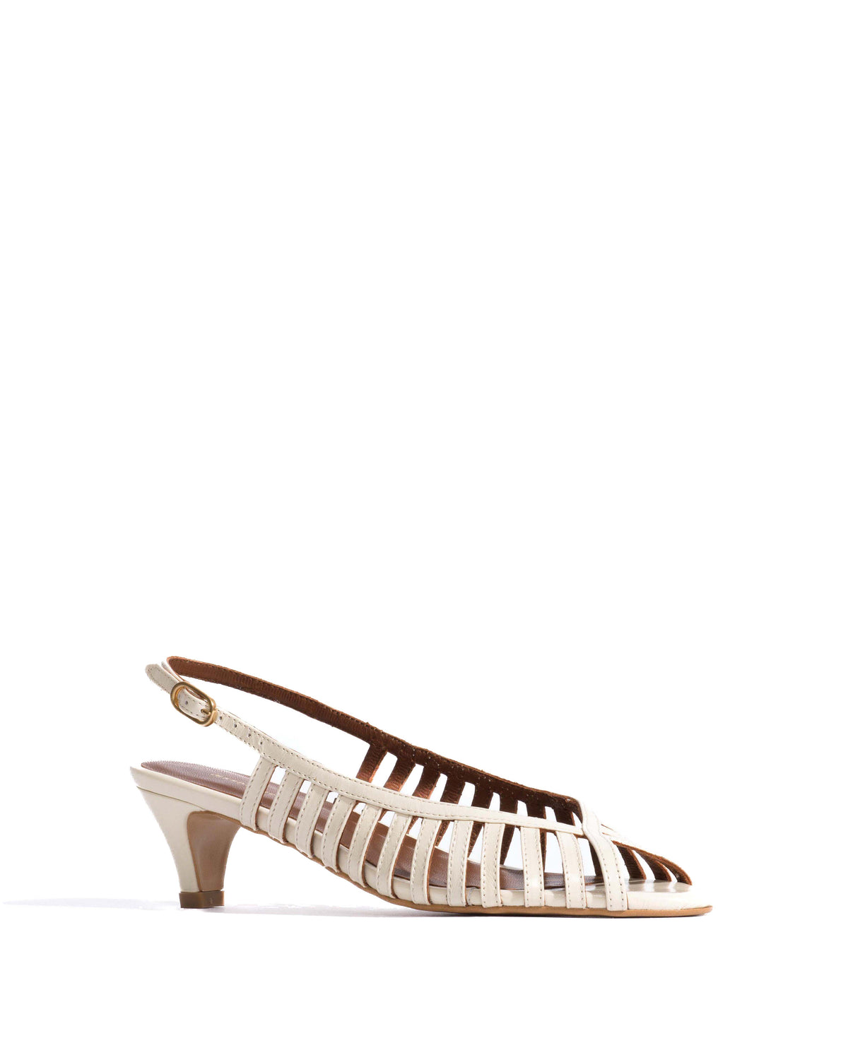 Carminho 40 stiletto Crinkled polished goat White sand