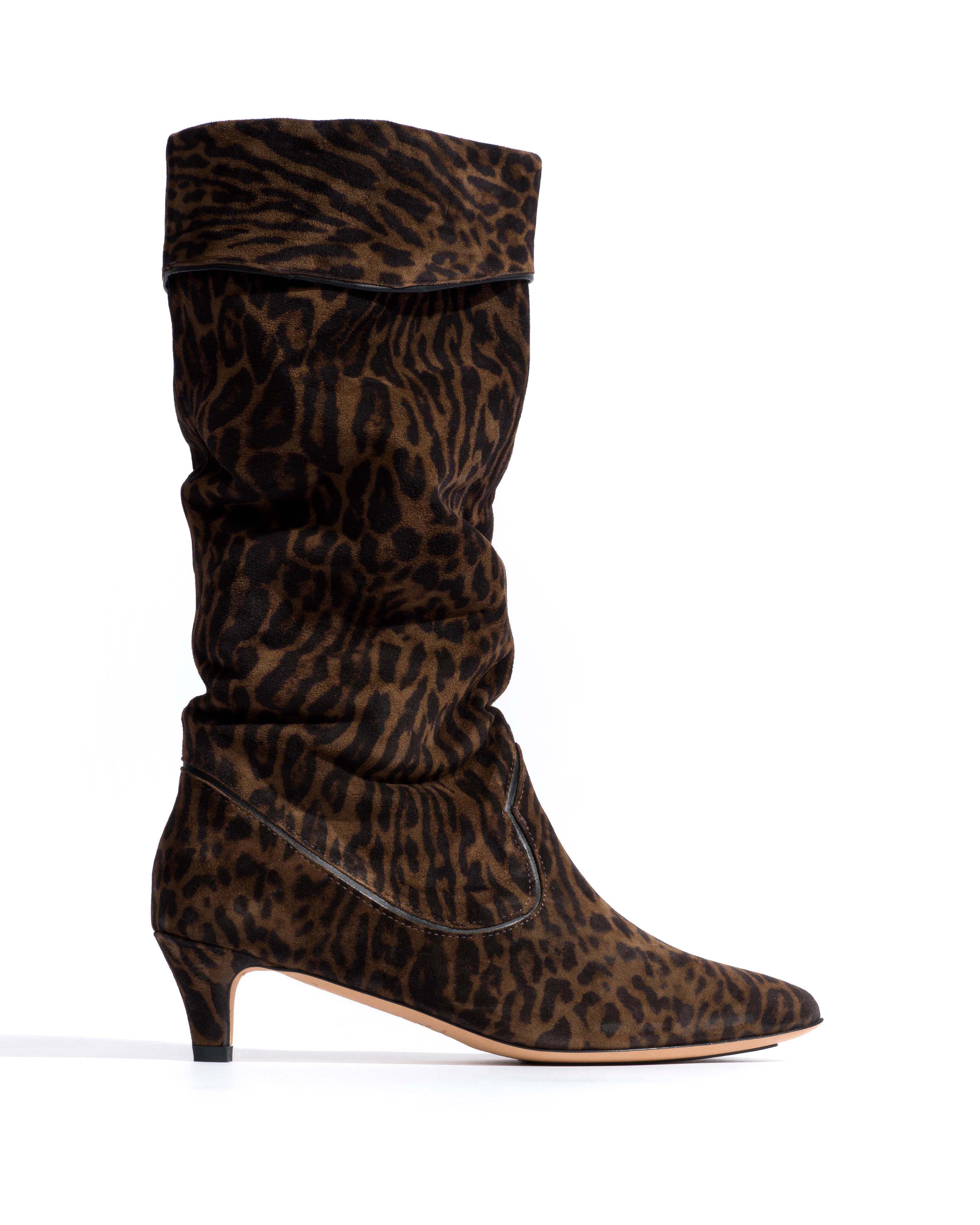 Hillerie 40 stiletto Calf suede print & sleek leather Jaguar & black