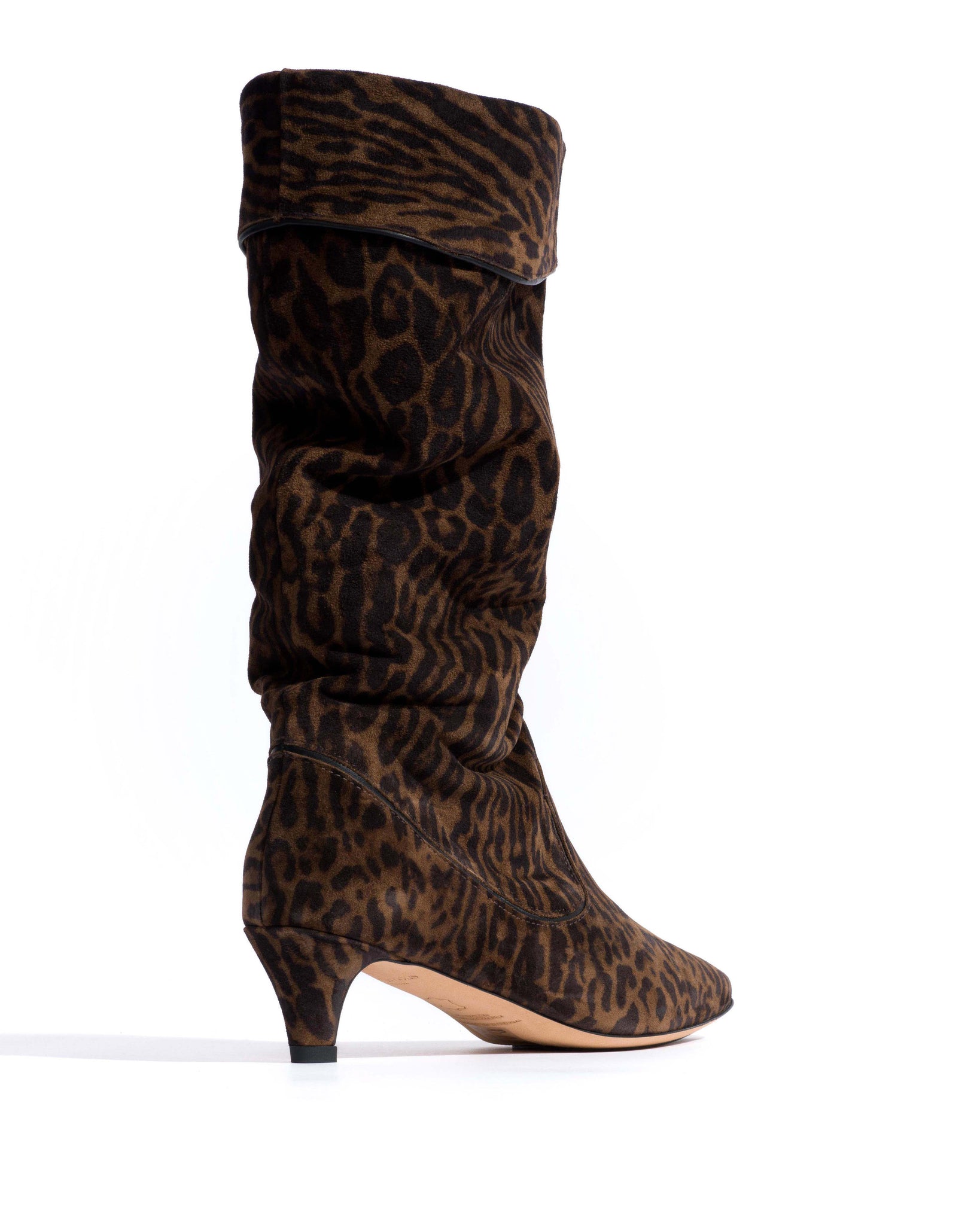 Hillerie 40 stiletto Calf suede print & sleek leather Jaguar & black - Anonymous Copenhagen High shaft boots