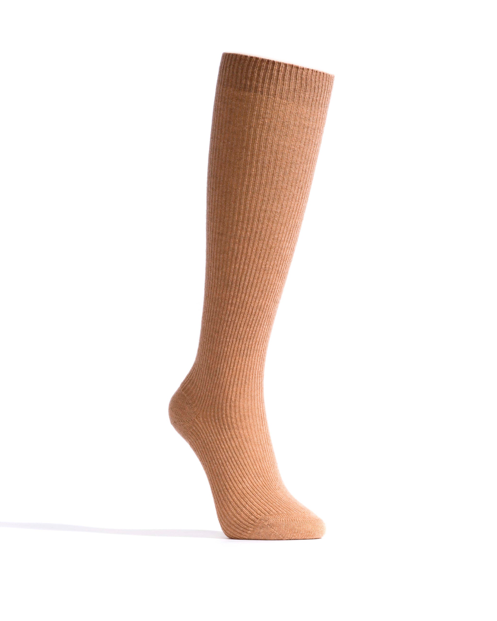 Lanai knee-high cashmere socks 70% wool 30% cashmere Camel