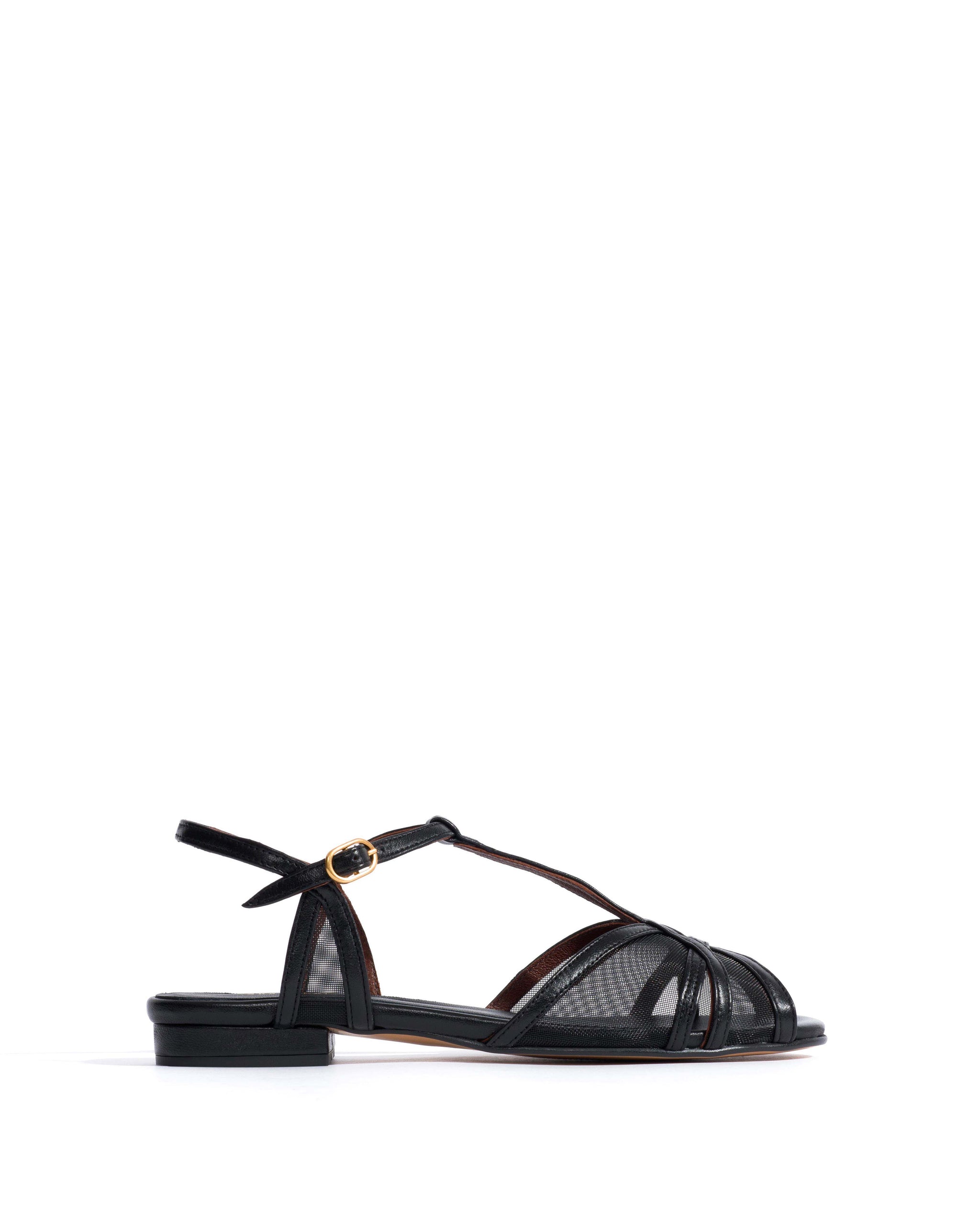 Therese 20 mesh Shiny lamb & mesh Black - Anonymous Copenhagen Flat sandals