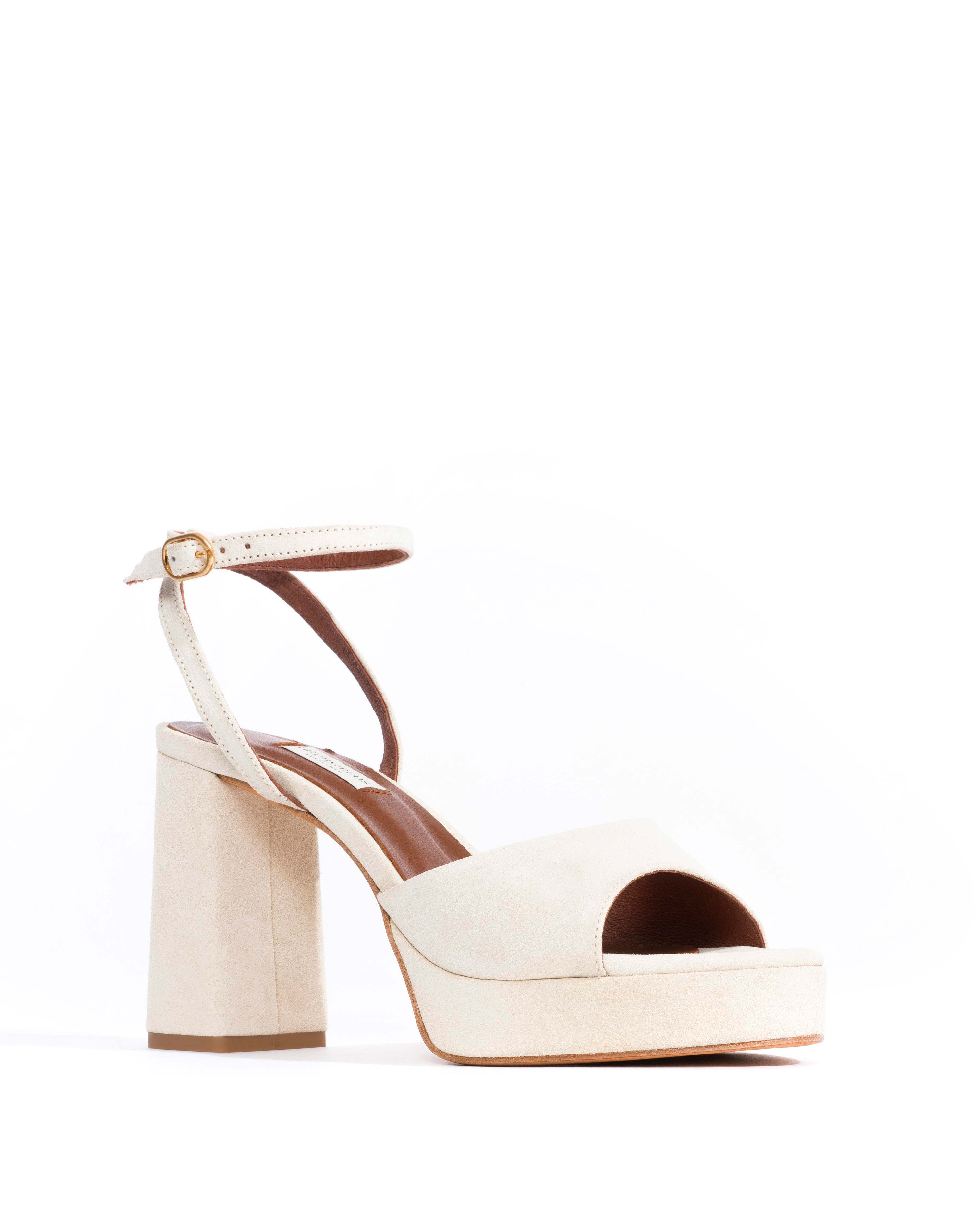 Jolie 85 platform Calf suede Antique white