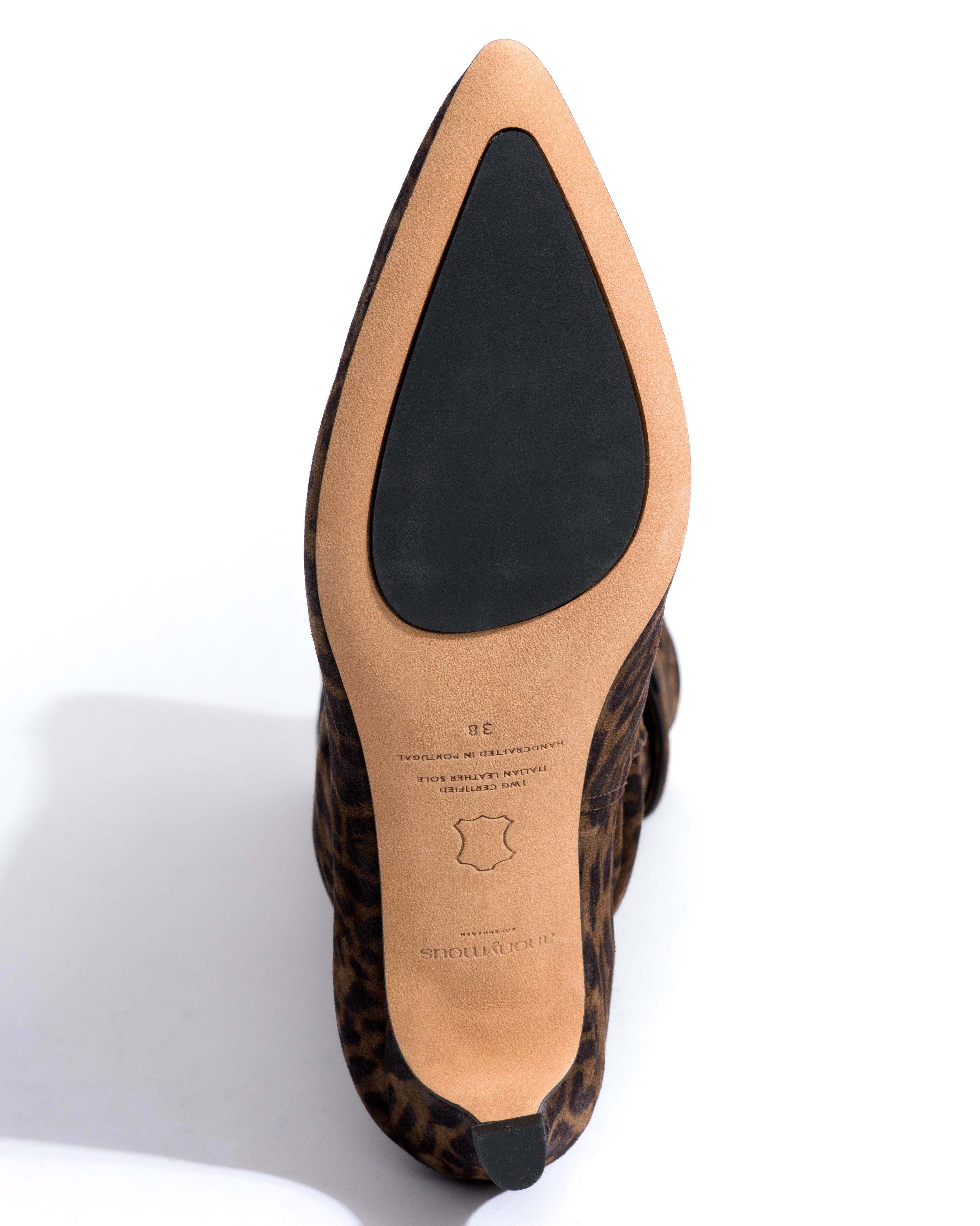 Hillerie 40 stiletto Calf suede print & sleek leather Jaguar & black