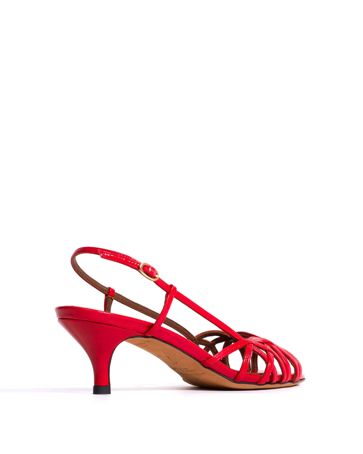Scarlett 50 kitten Crinkled polished goat Scarlet