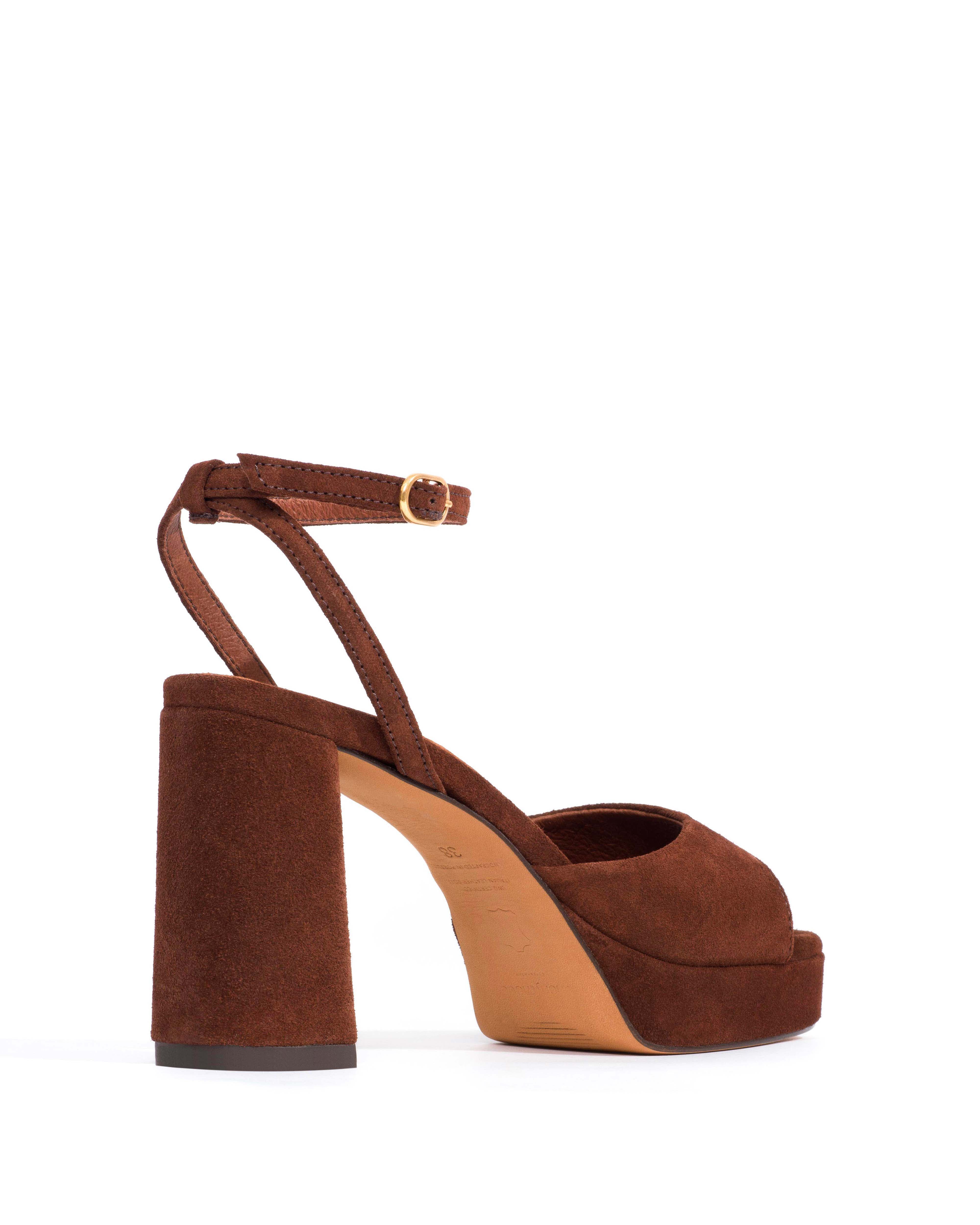 Jolie 85 platform Calf suede Chocolate